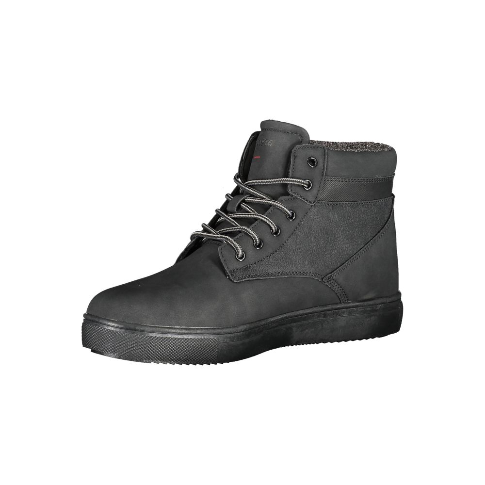 Black Polyurethane Men's Ankle Boot - ventzia