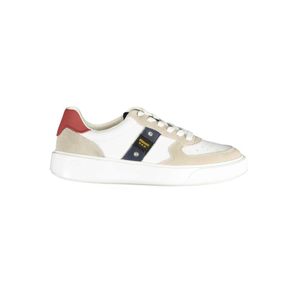White Polyurethane Men Sneaker - ventzia