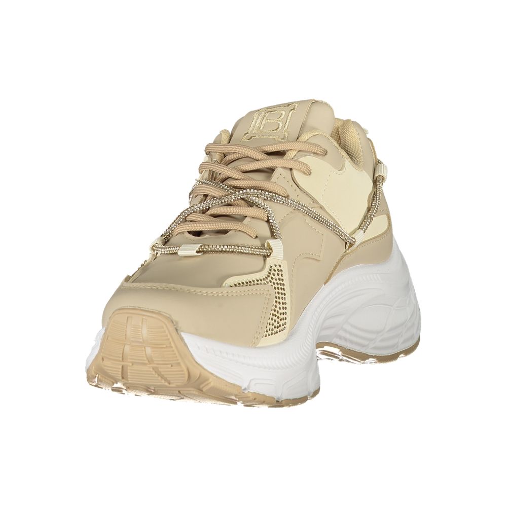 Beige Polyester Women Sneaker - ventzia