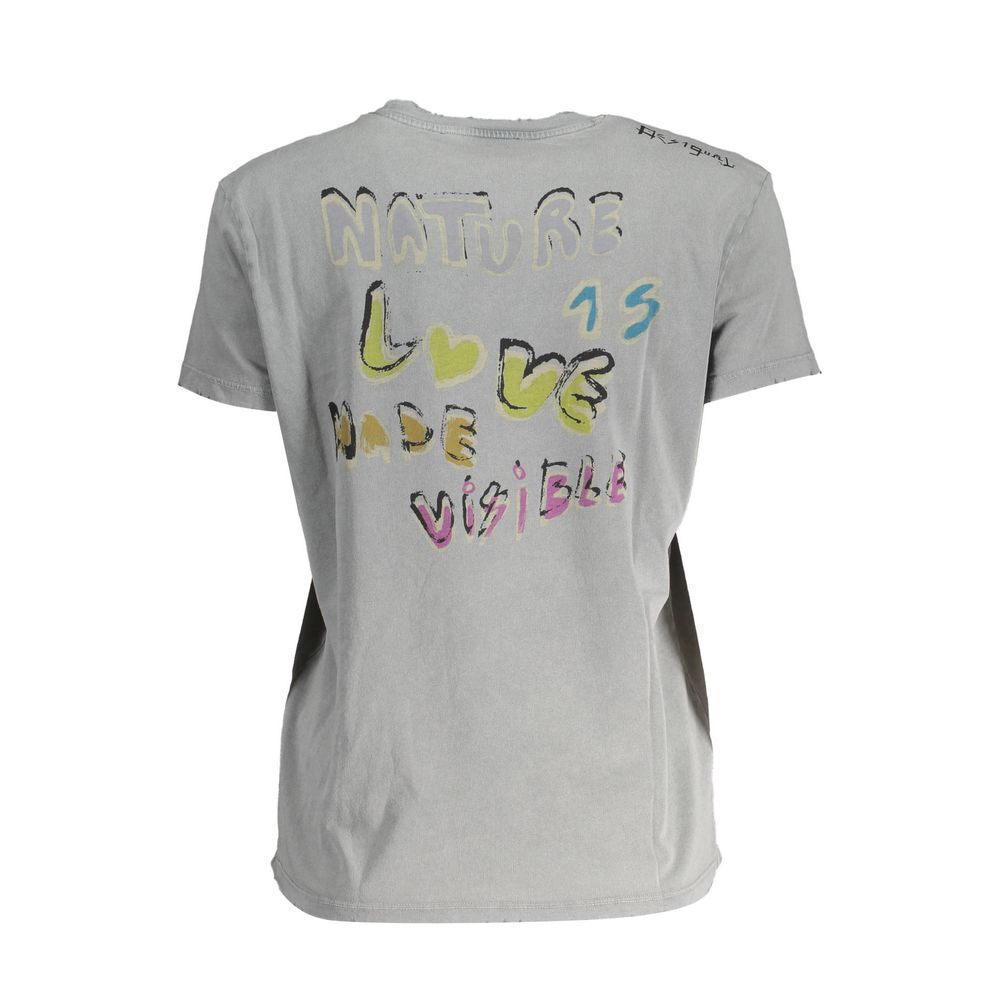 Gray Cotton Women T-Shirt - ventzia