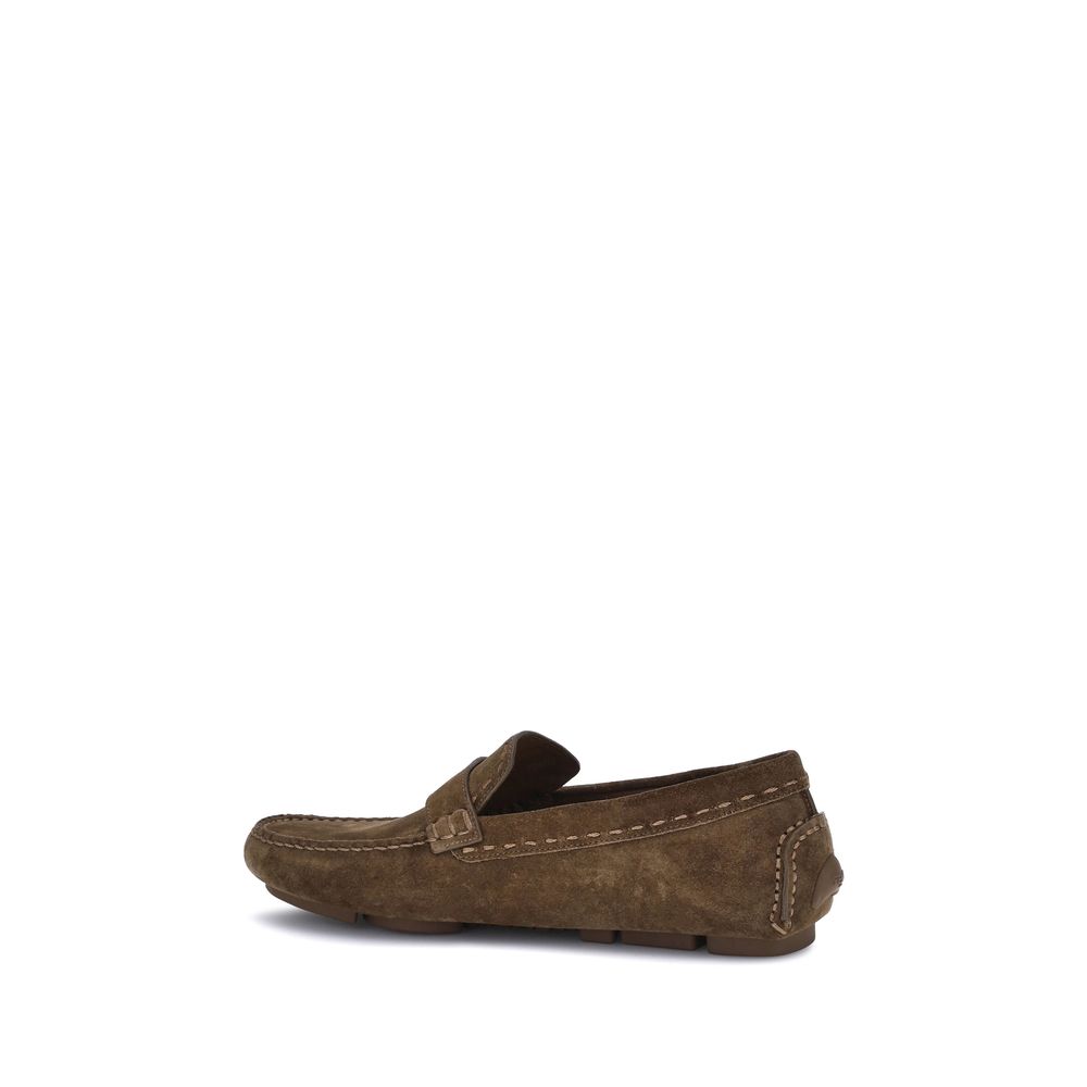 Brown Rubber Slip-On Loafers - ventzia