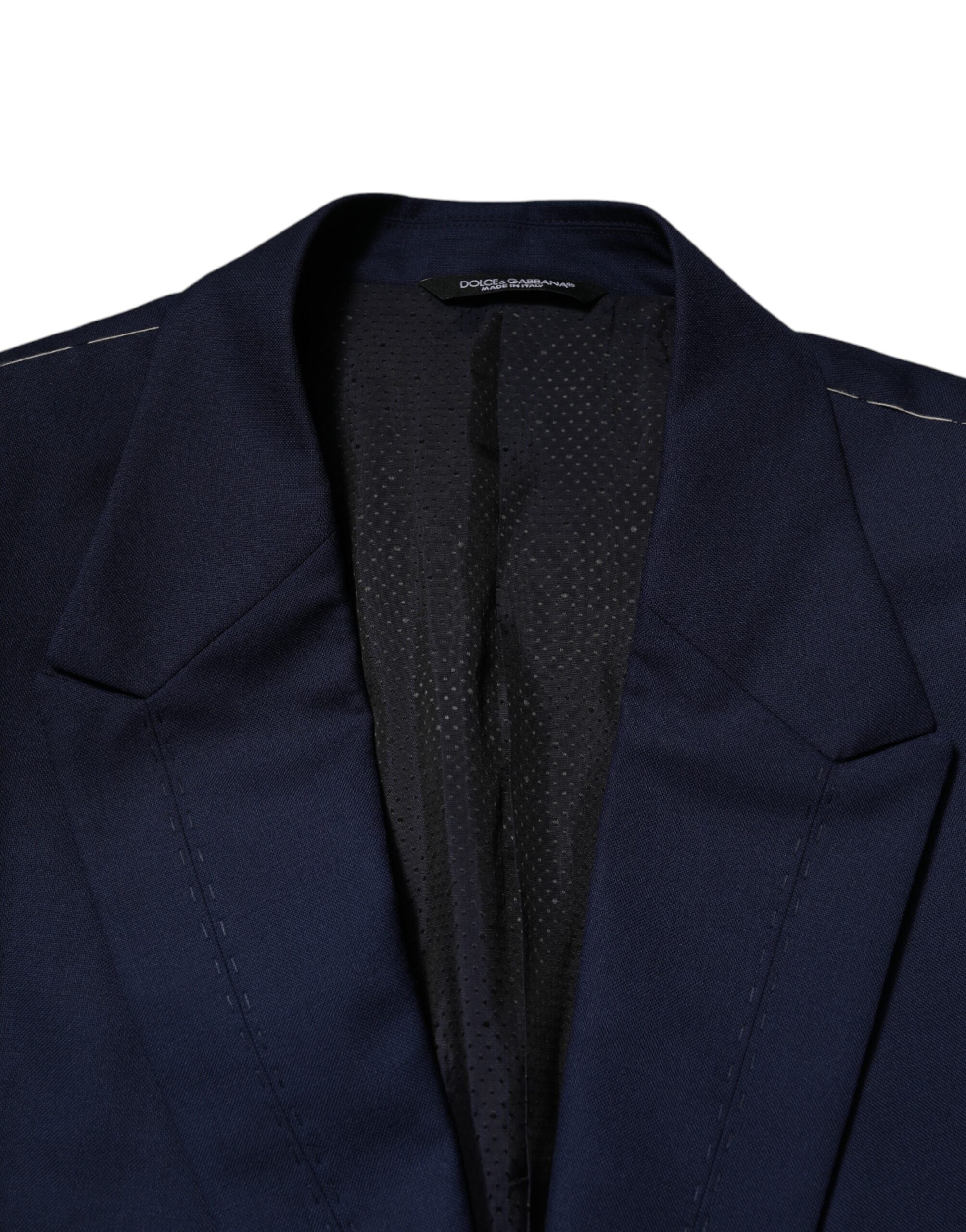 Blue Wool Single Breasted Suit Coat Blazer - ventzia