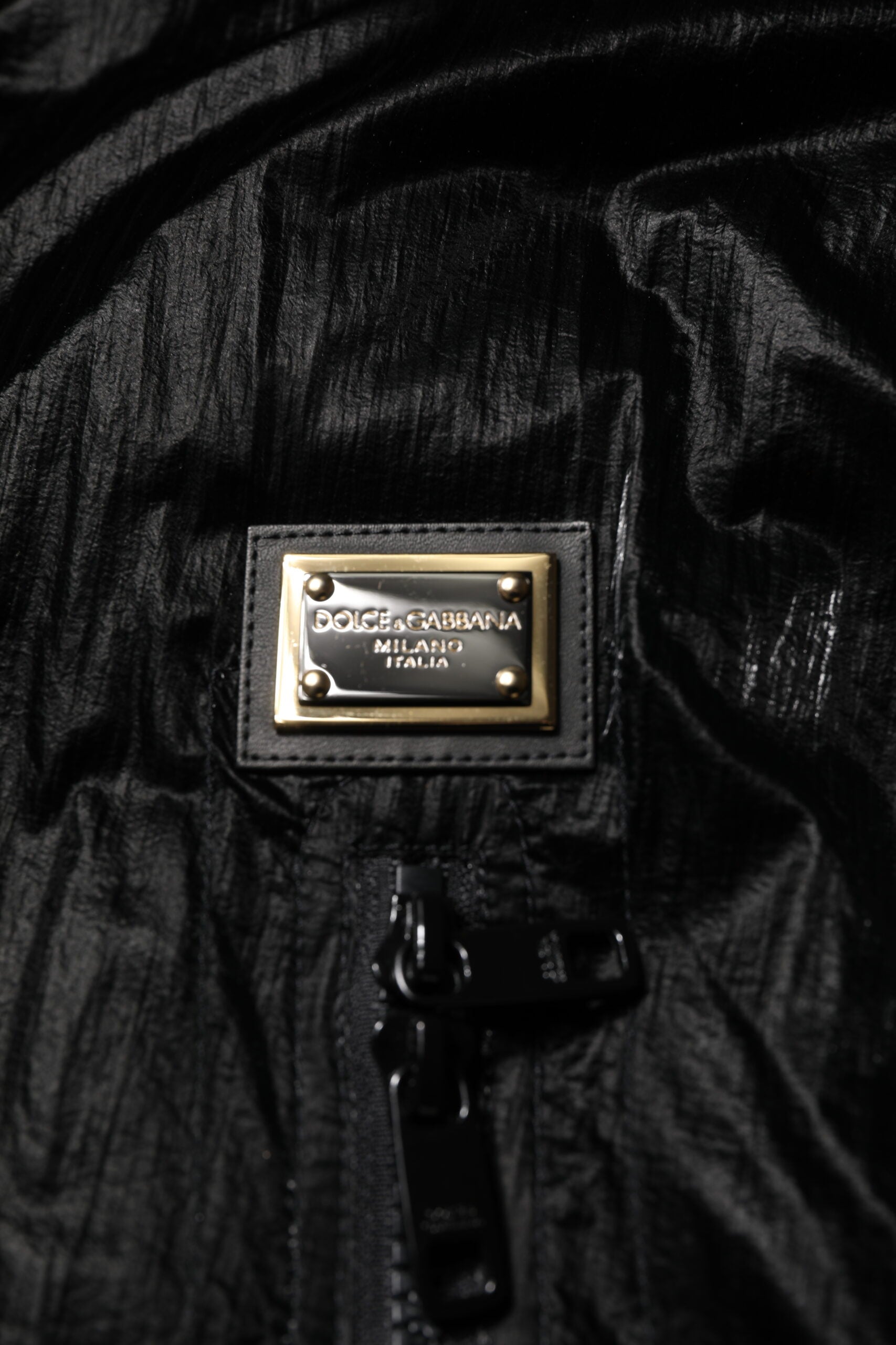 Black Logo Full Zip Hooded Quilted Jacket - ventzia