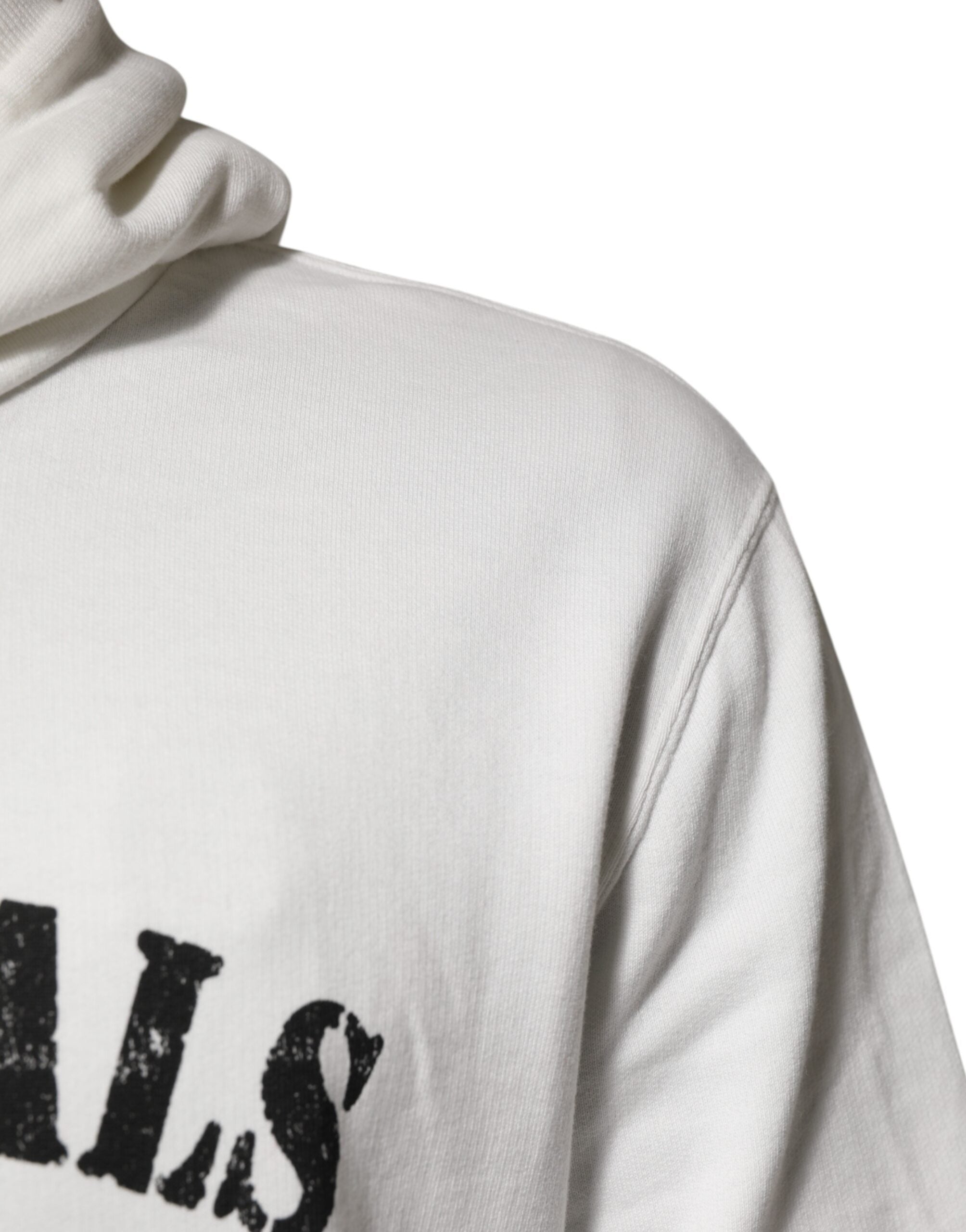 White Cotton DG ROYAL Print Hooded Sweater - ventzia
