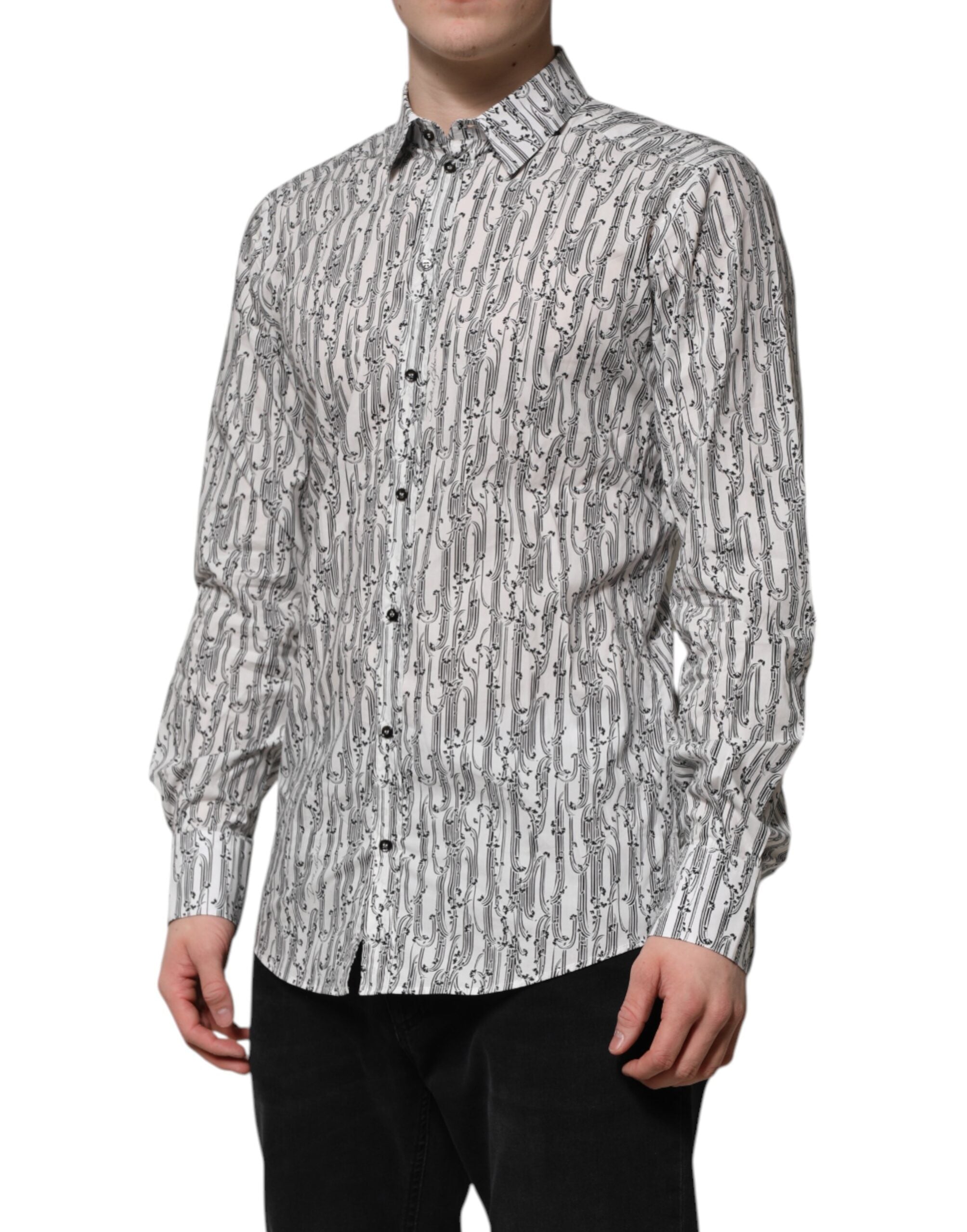 White Floral Print Casual Long Sleeves Shirt - ventzia
