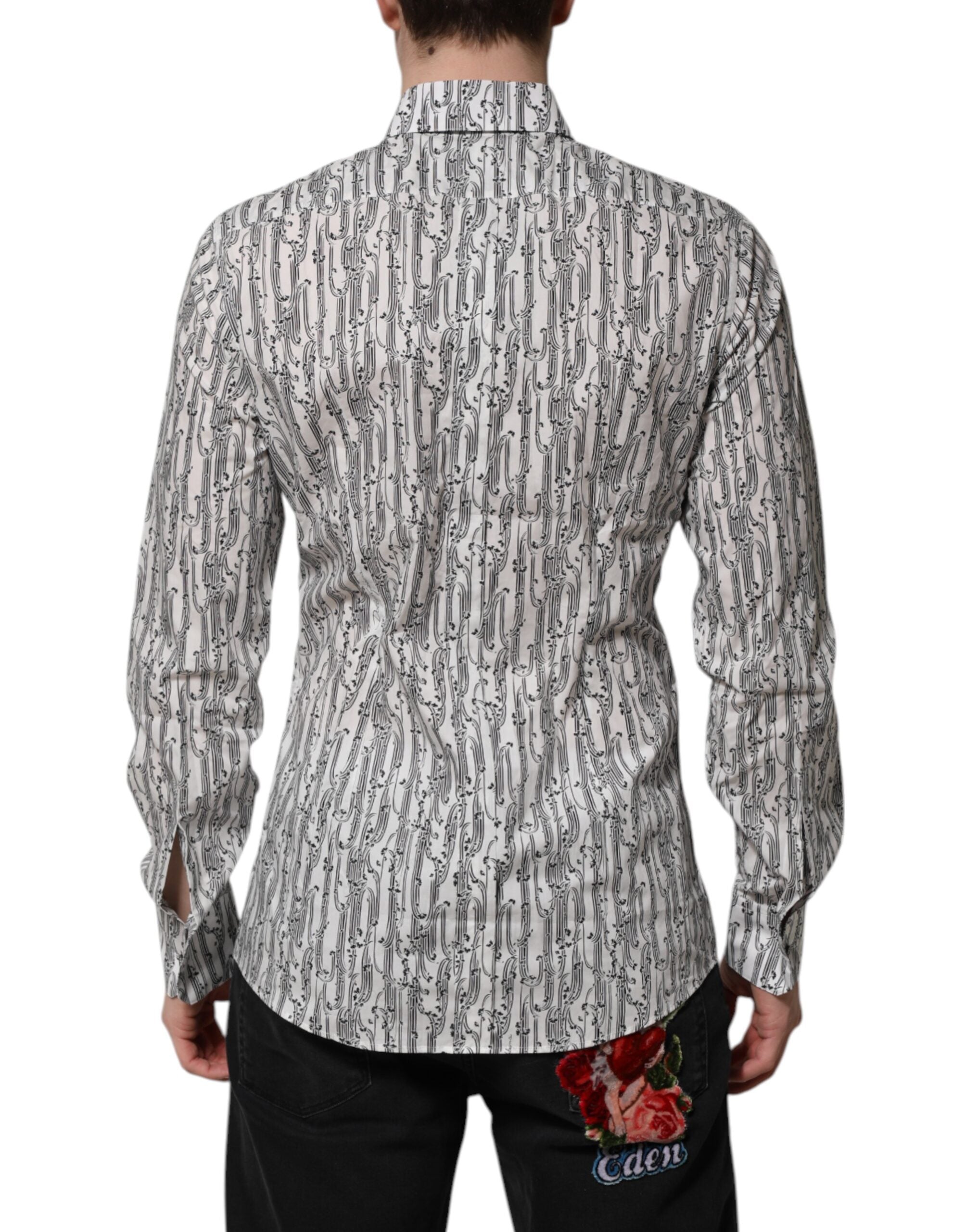 White Floral Print Casual Long Sleeves Shirt - ventzia