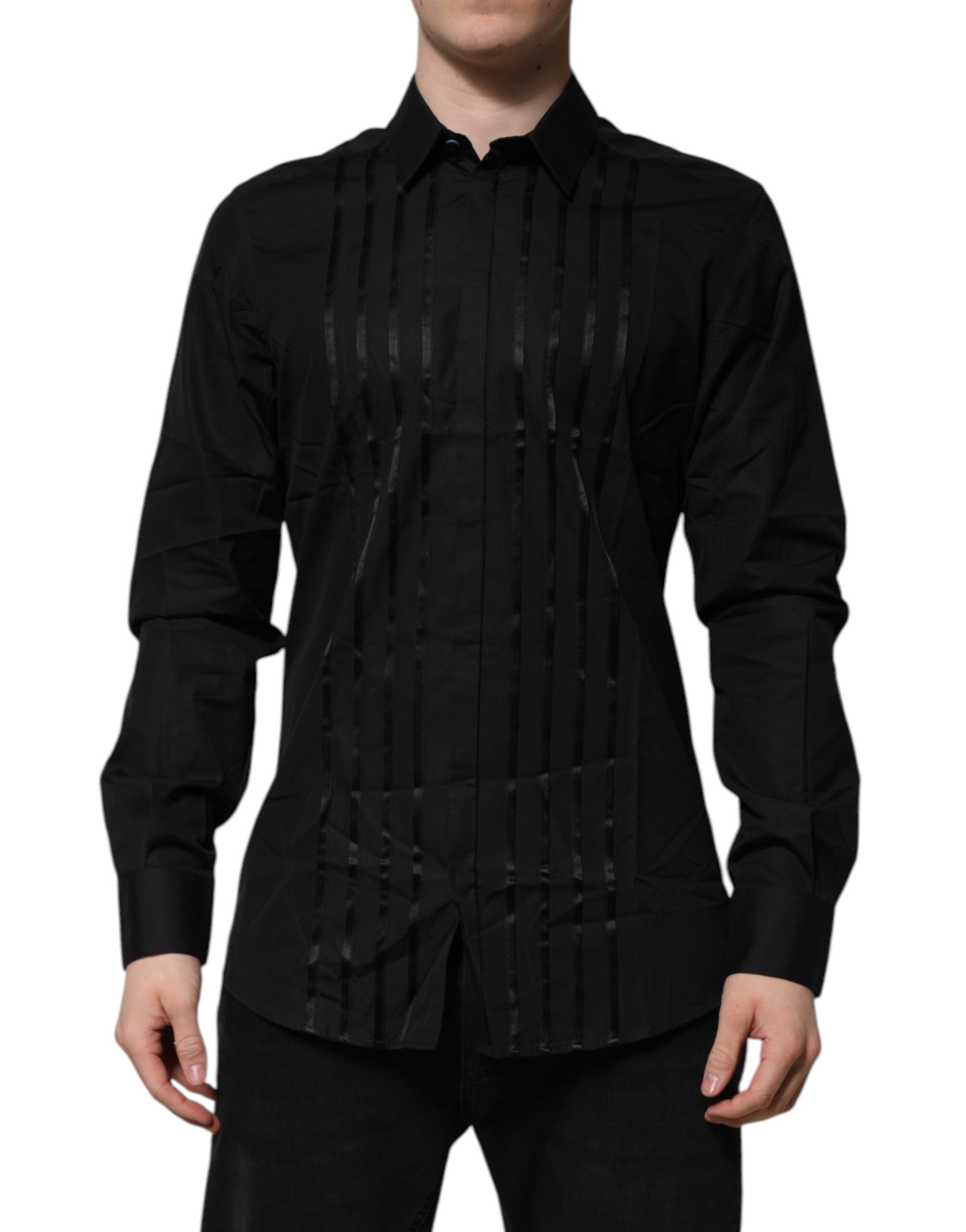 Black GOLD Long Sleeves Men Formal Dress Shirt - ventzia