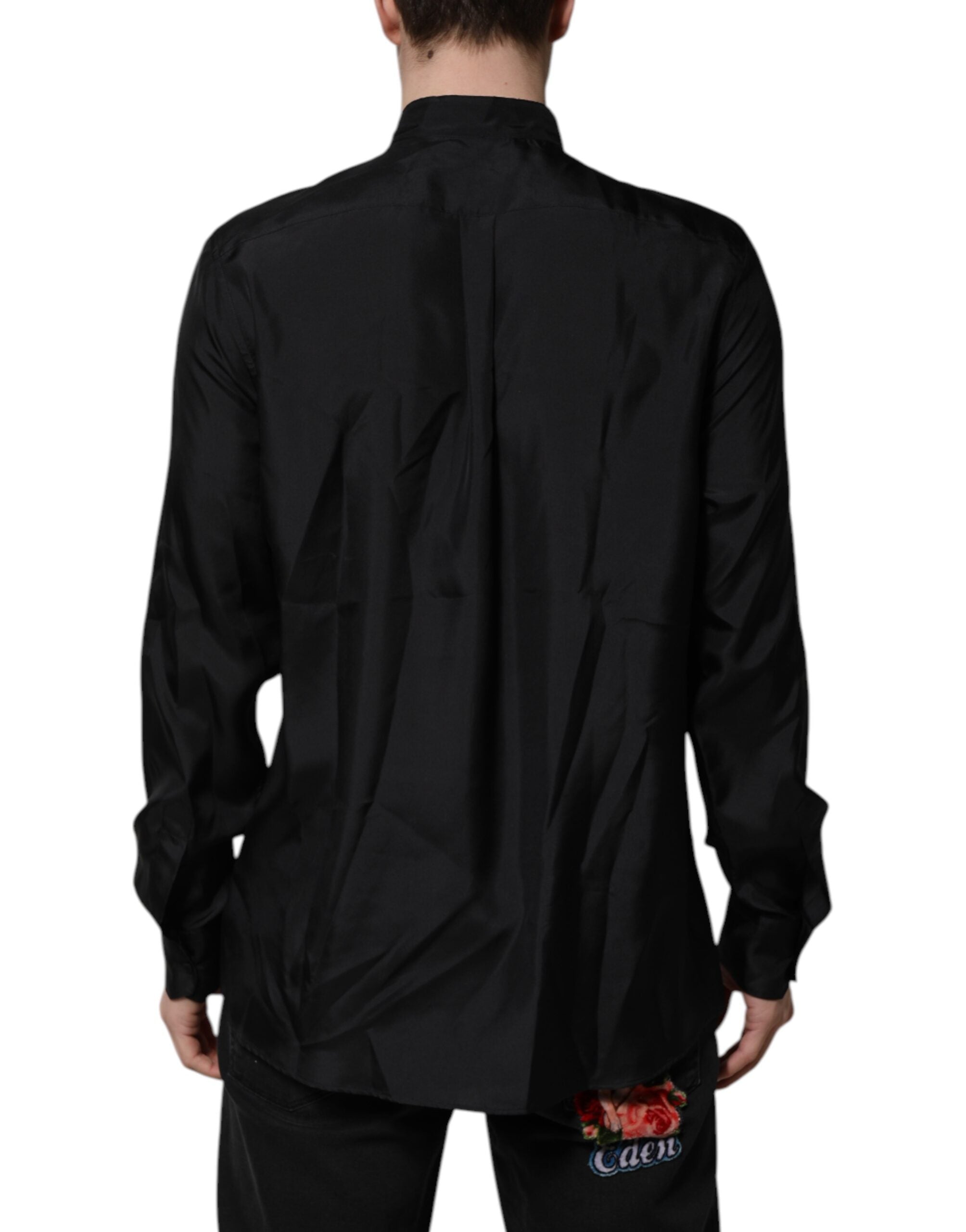 Dark Blue Silk MARTINI Men Formal Dress Shirt - ventzia