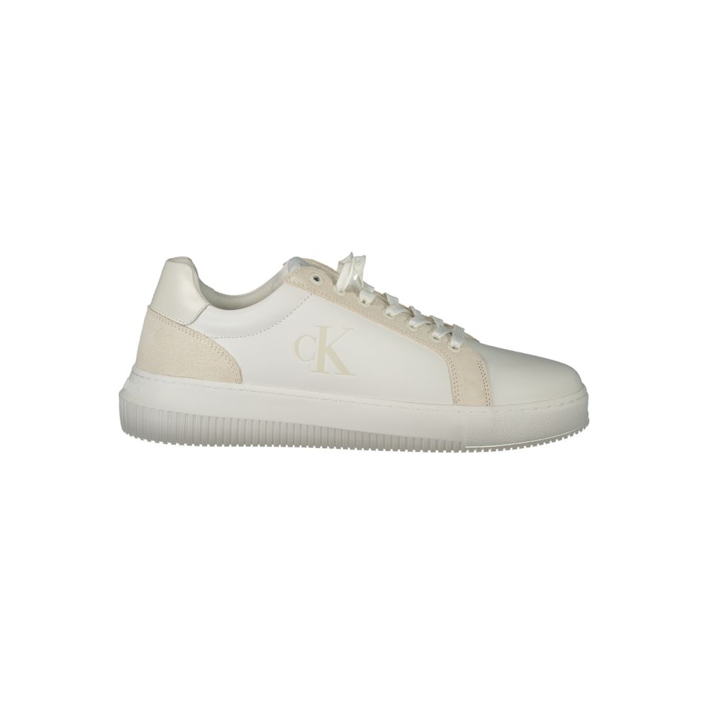 White Polyurethane Men Sneaker - ventzia