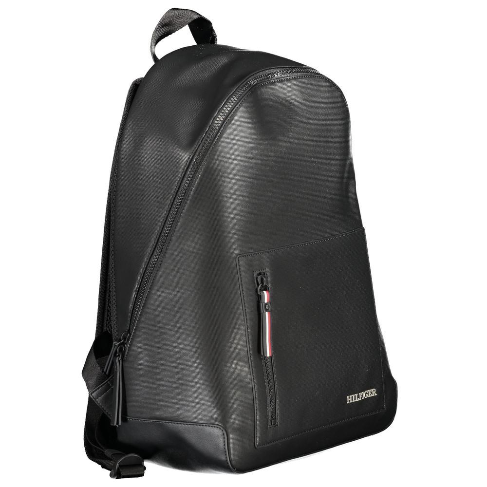 Black Polyurethane Men's Backpack - ventzia