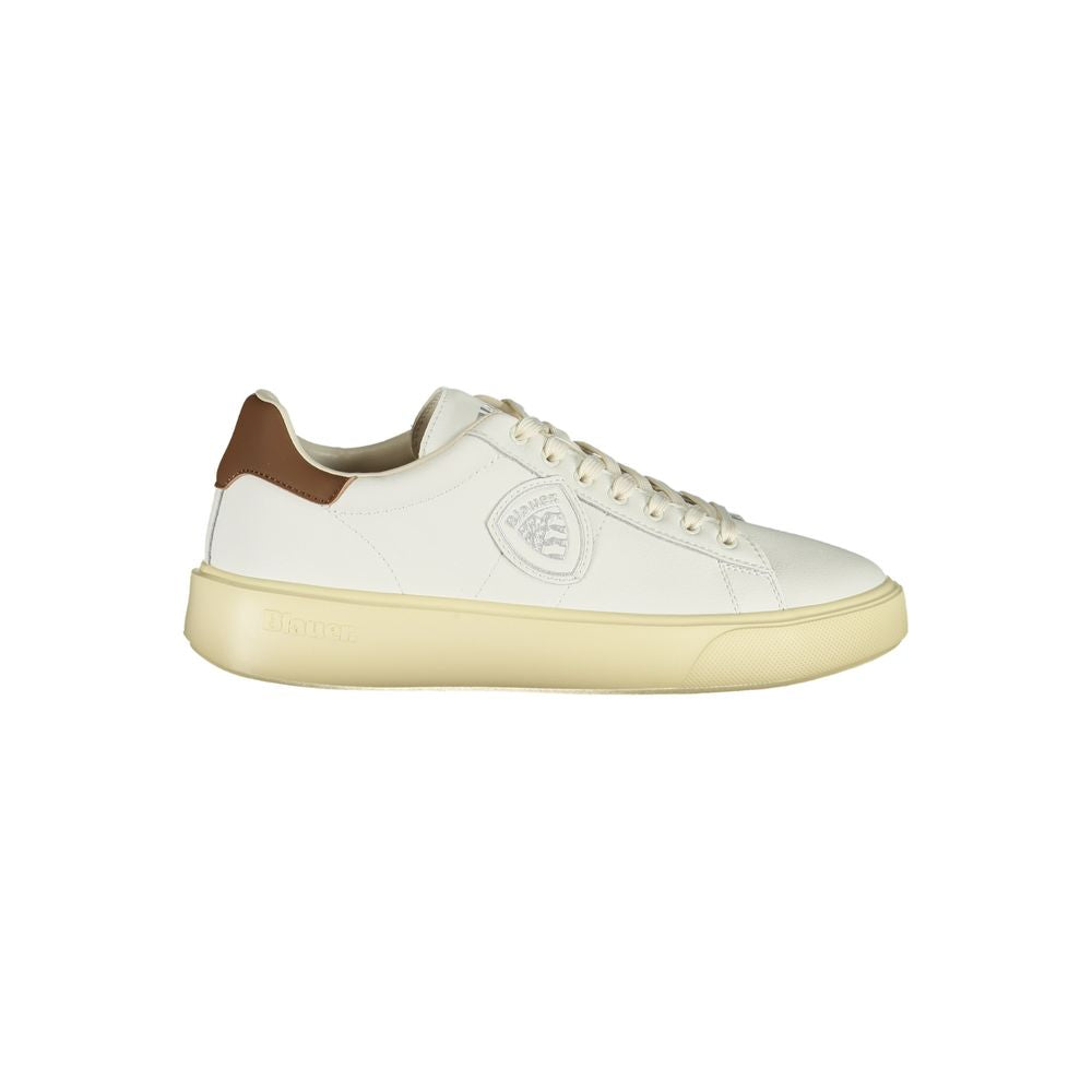 White Polyurethane Men Sneaker - ventzia