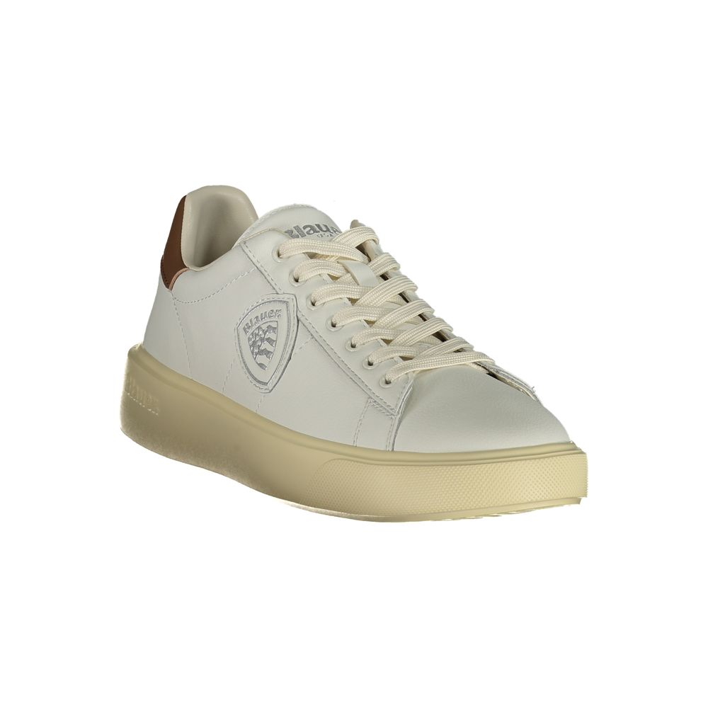 White Polyurethane Men Sneaker - ventzia