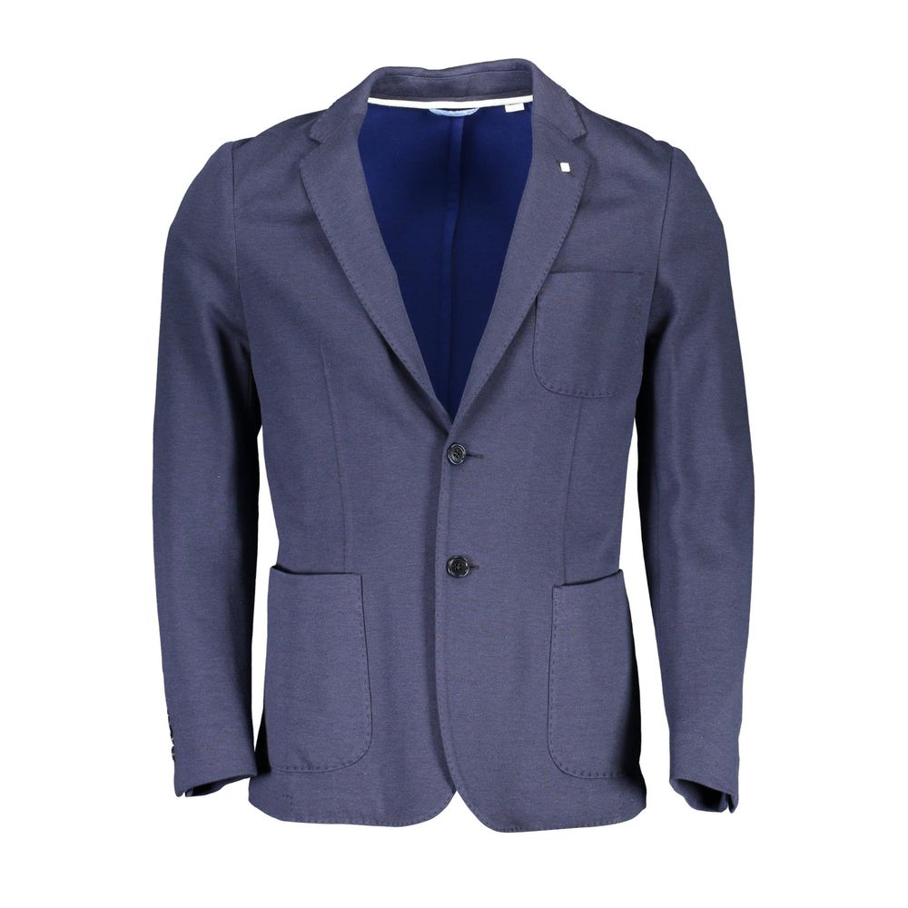 Blue Cotton Men's Jacket - ventzia