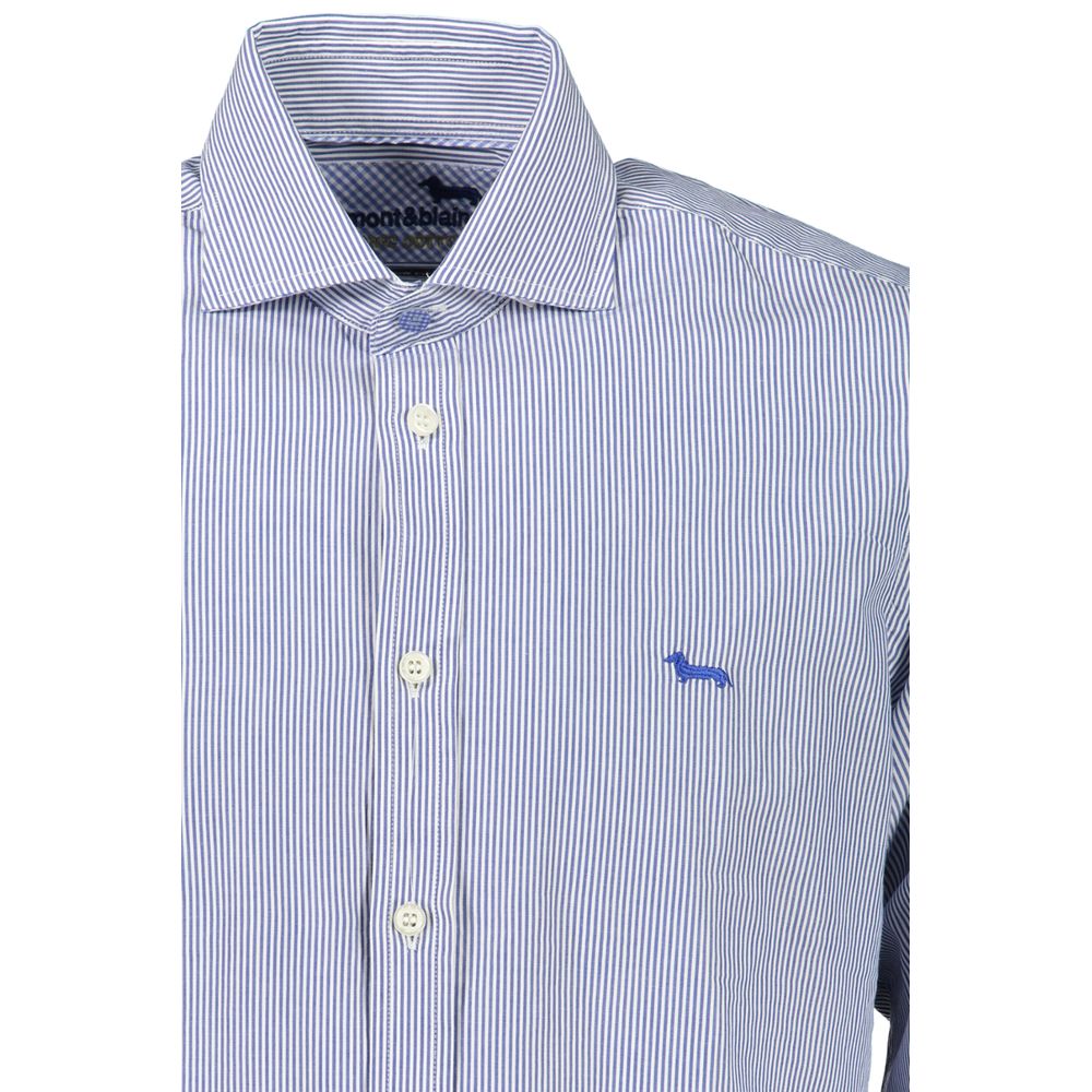 Elegant Blue Organic Cotton Shirt - ventzia
