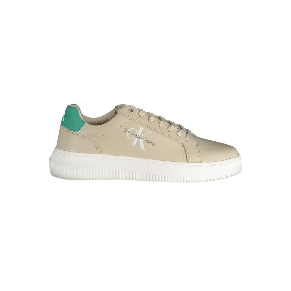 Beige Leather Men's Sneaker - ventzia