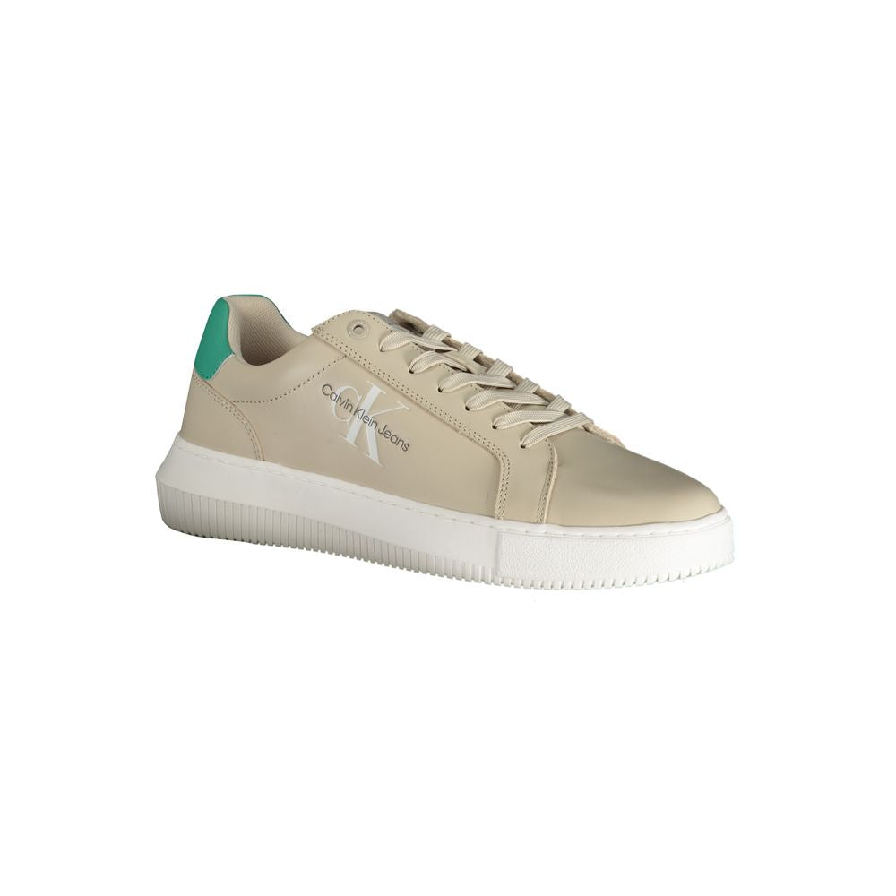 Beige Leather Men's Sneaker - ventzia