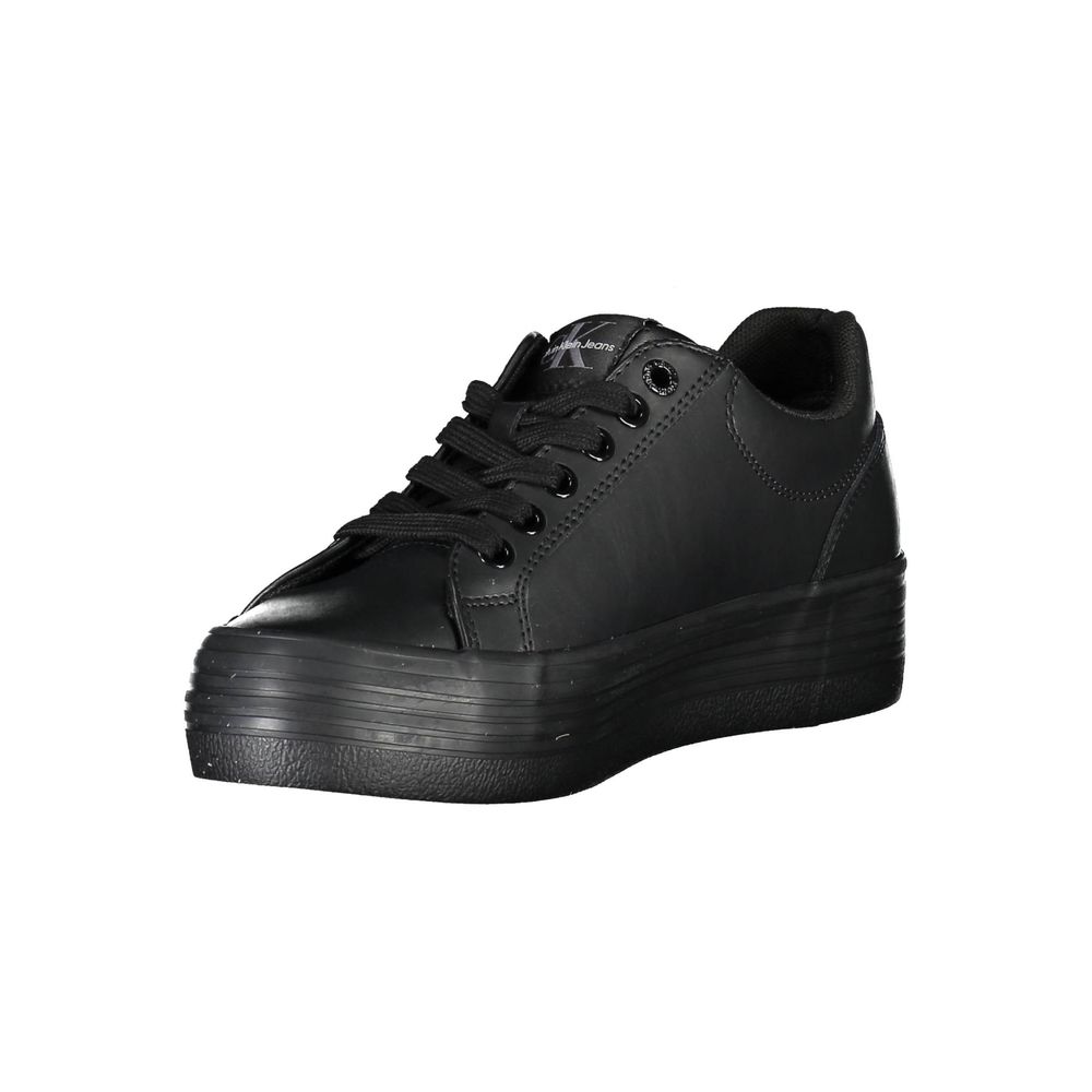 Black Leather Women Sneaker - ventzia