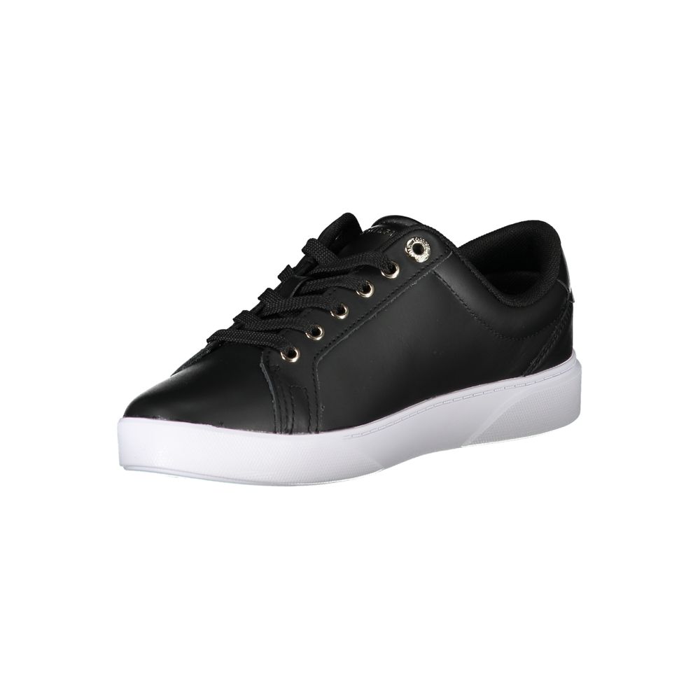 Black Leather Women Sneaker - ventzia