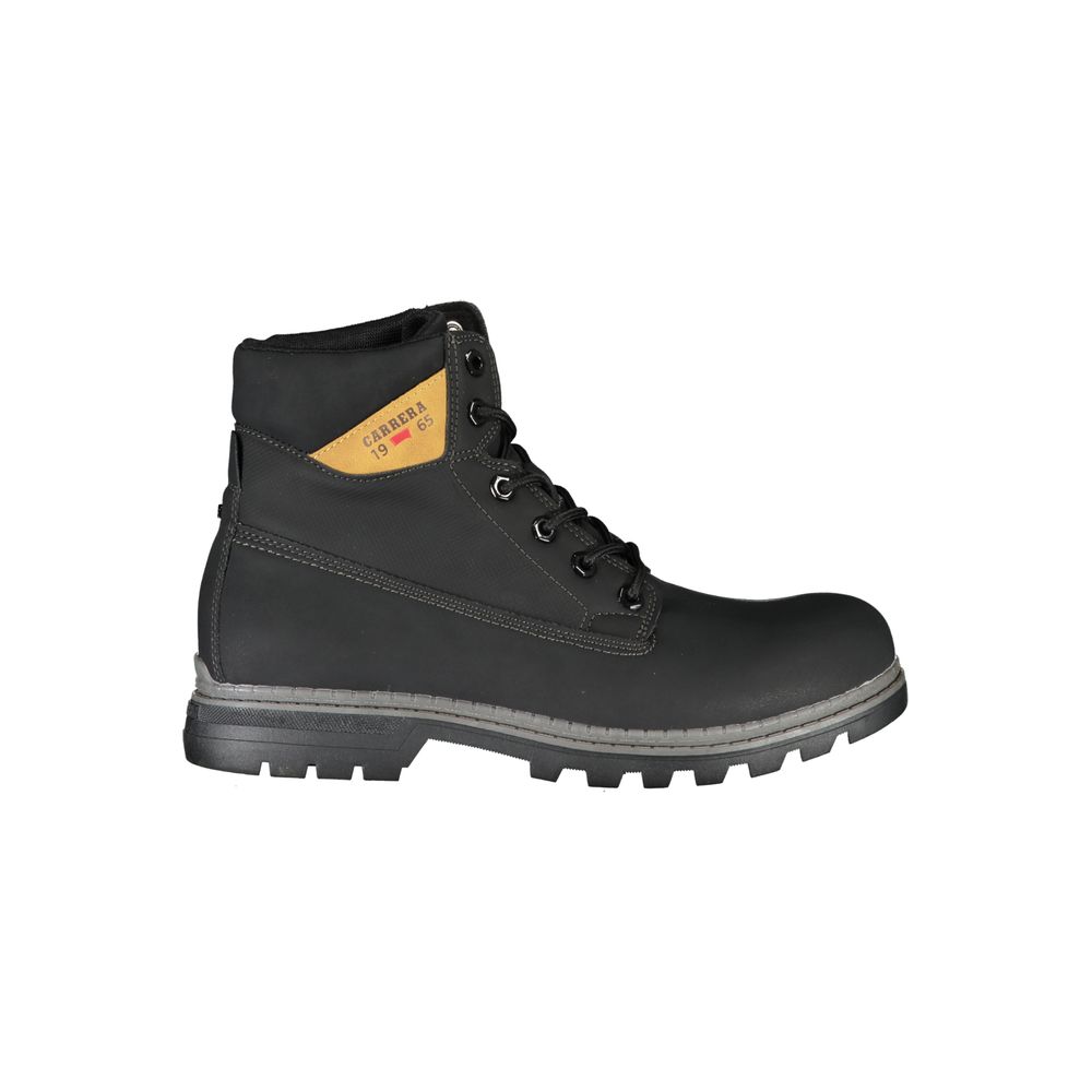 Black Polyurethane Men Ankle Boot - ventzia
