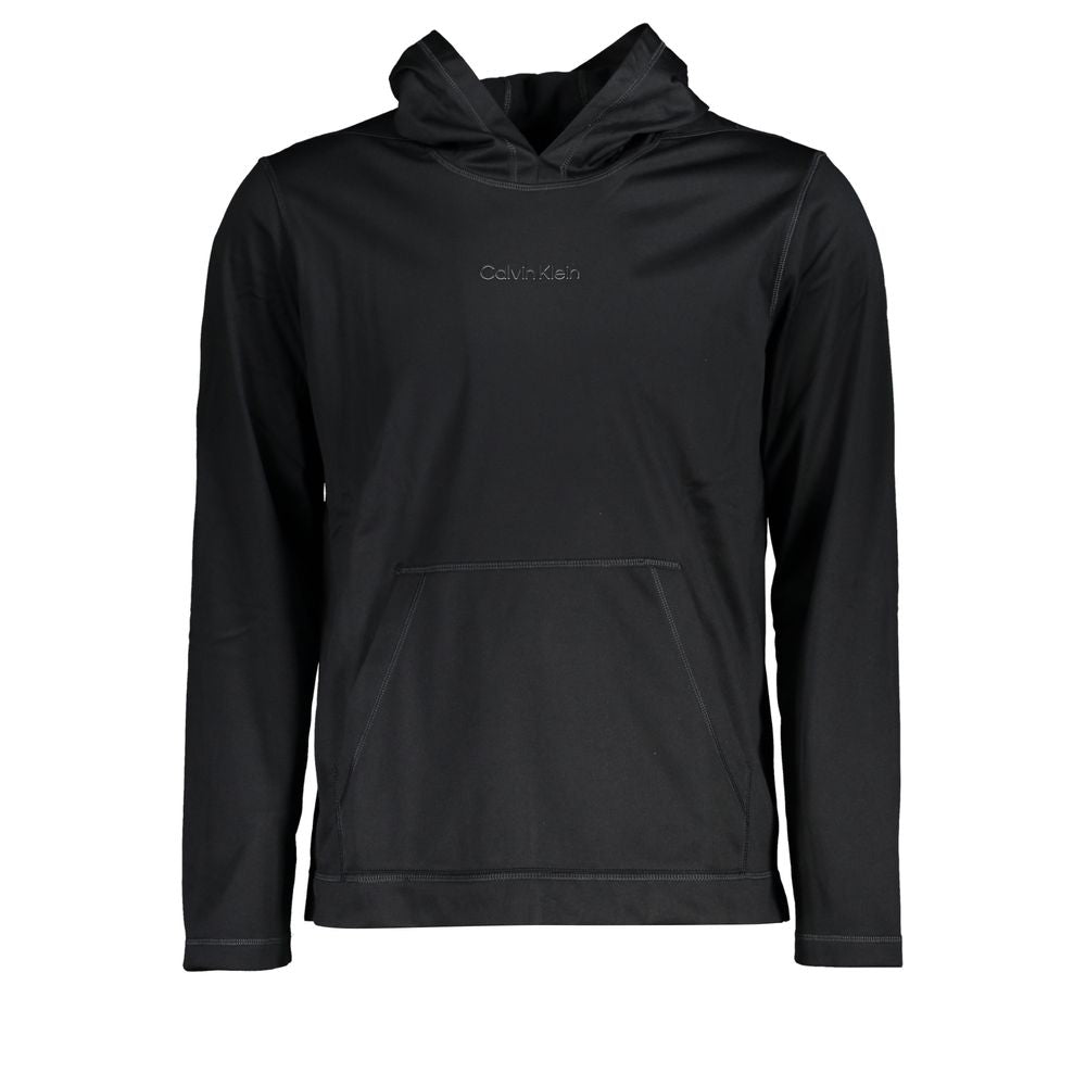 Black Polyester Men's Hooded Sweater - ventzia
