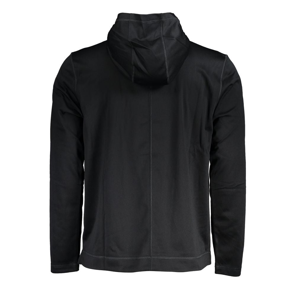 Black Polyester Men's Hooded Sweater - ventzia