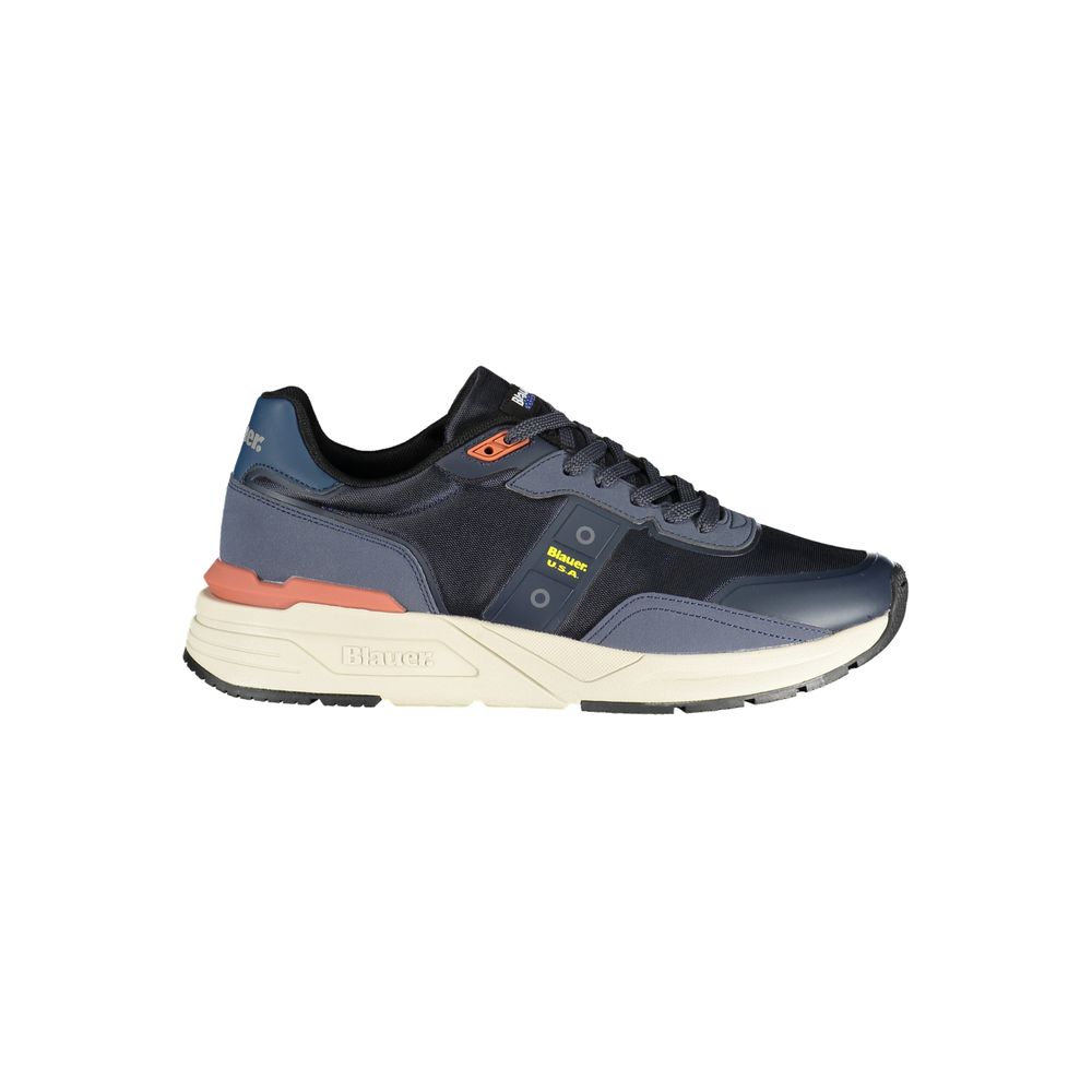 Blue Polyurethane Men Sneaker - ventzia