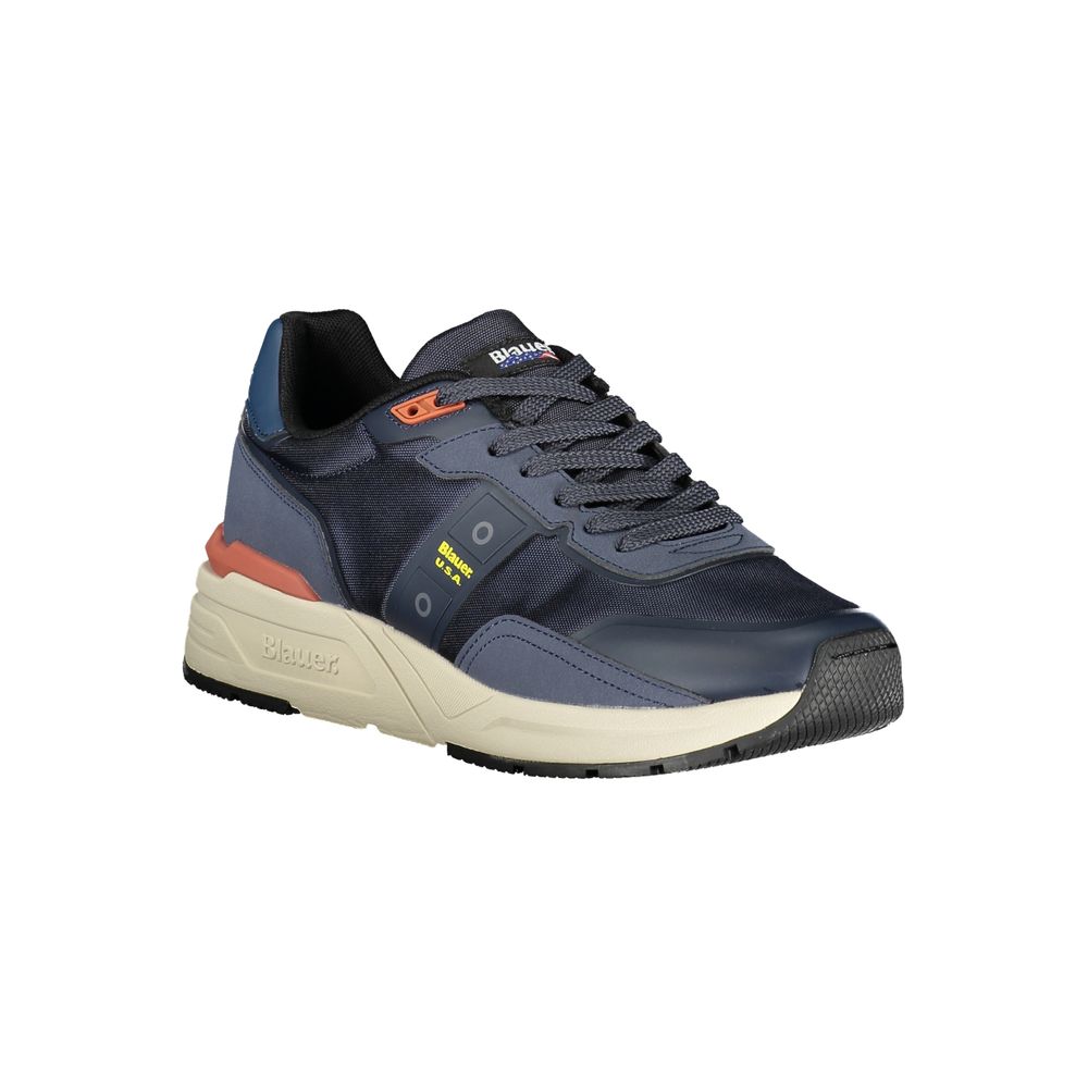 Blue Polyurethane Men Sneaker - ventzia