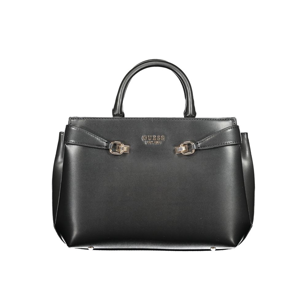 Black Polyurethane Women's Handbag - ventzia