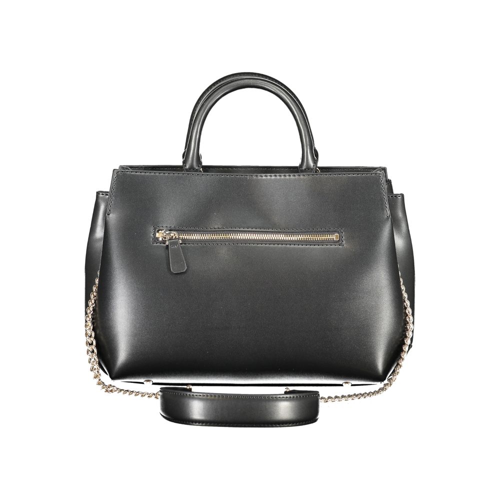 Black Polyurethane Women's Handbag - ventzia