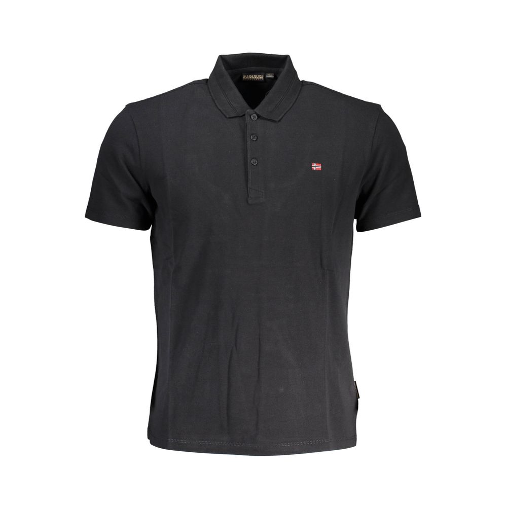 Black Cotton Men Polo Shirt - ventzia