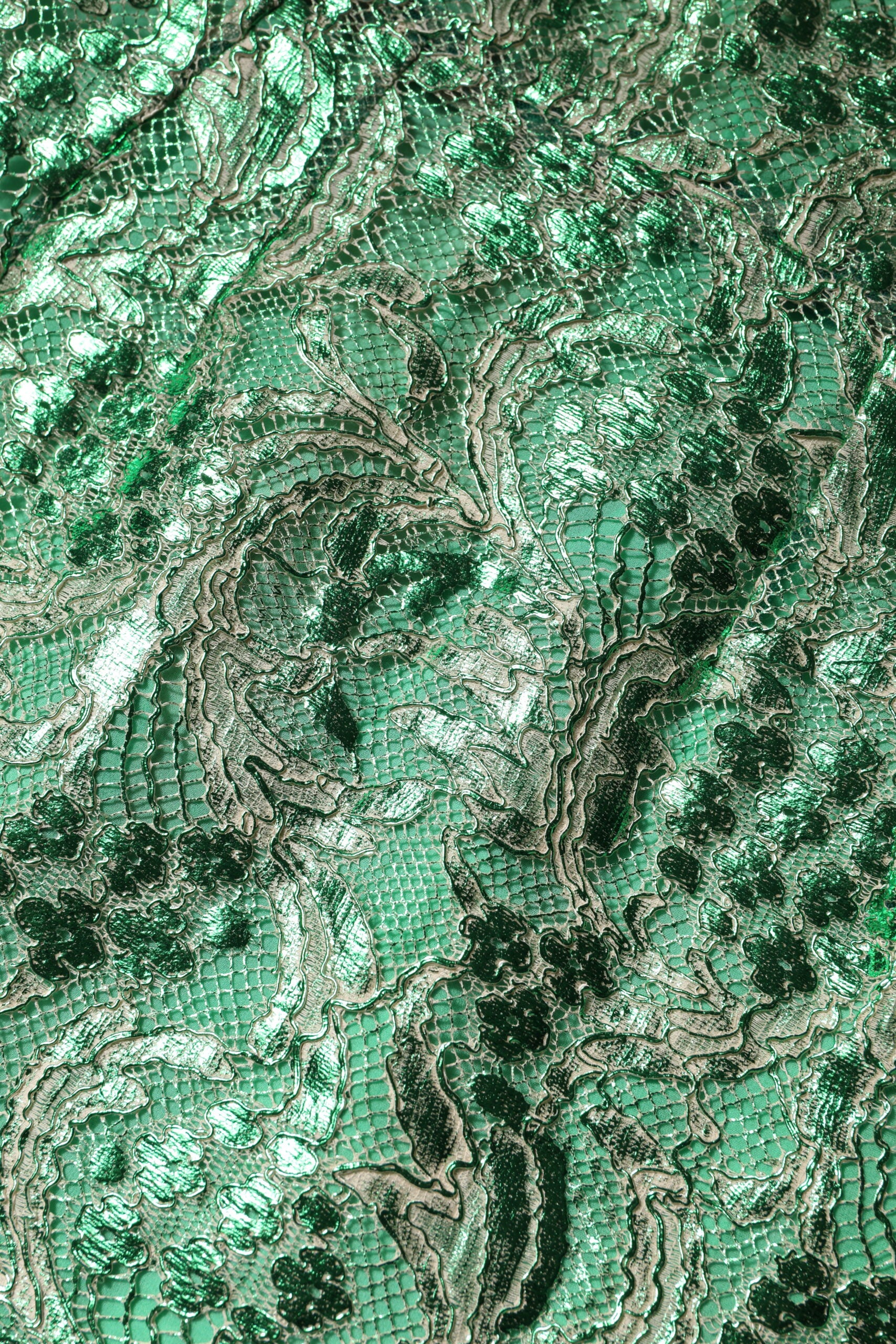 Green Cotton Floral Lace Sheath Midi Dress - ventzia