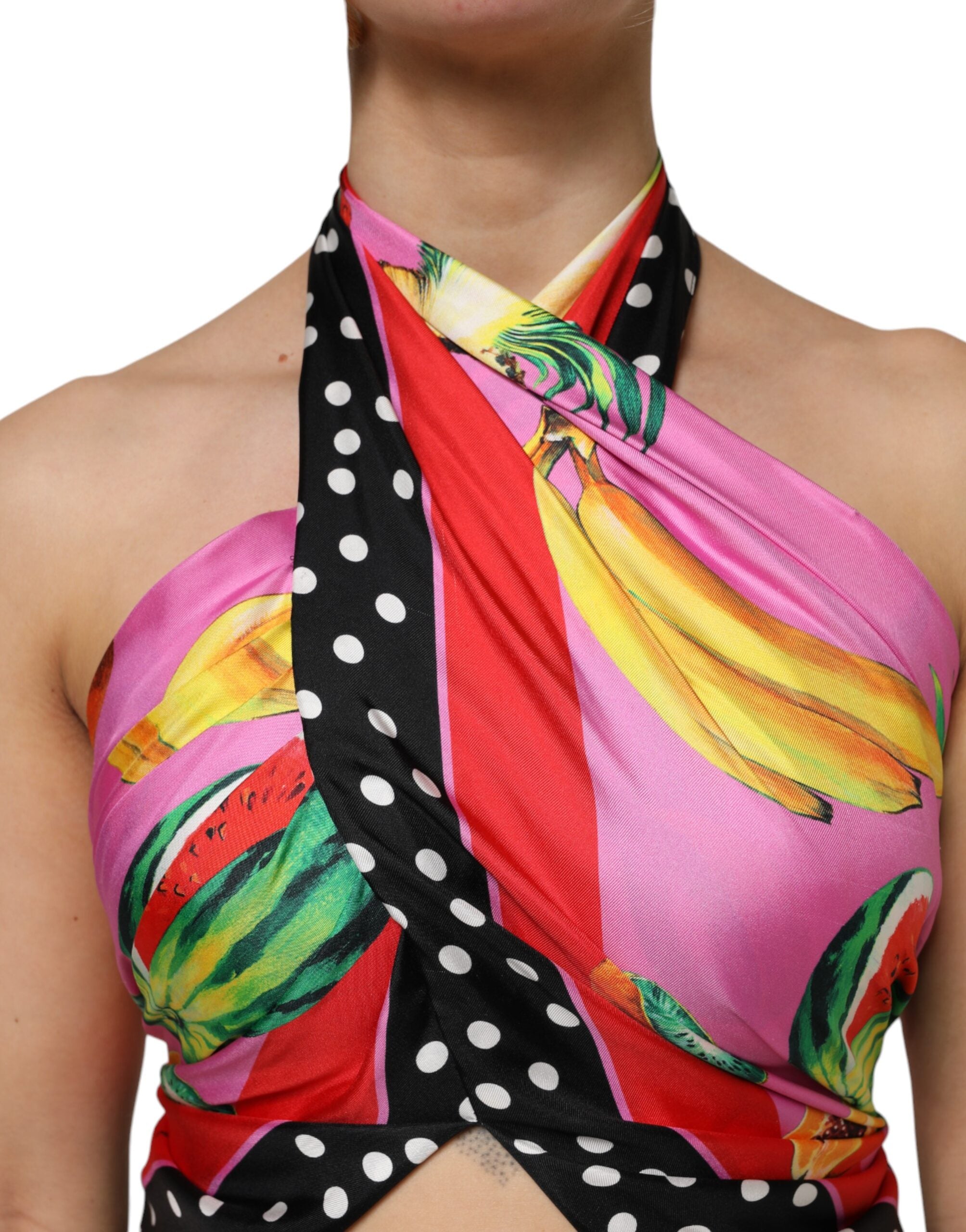 Multicolor Halter Party Evening Cropped Top - ventzia