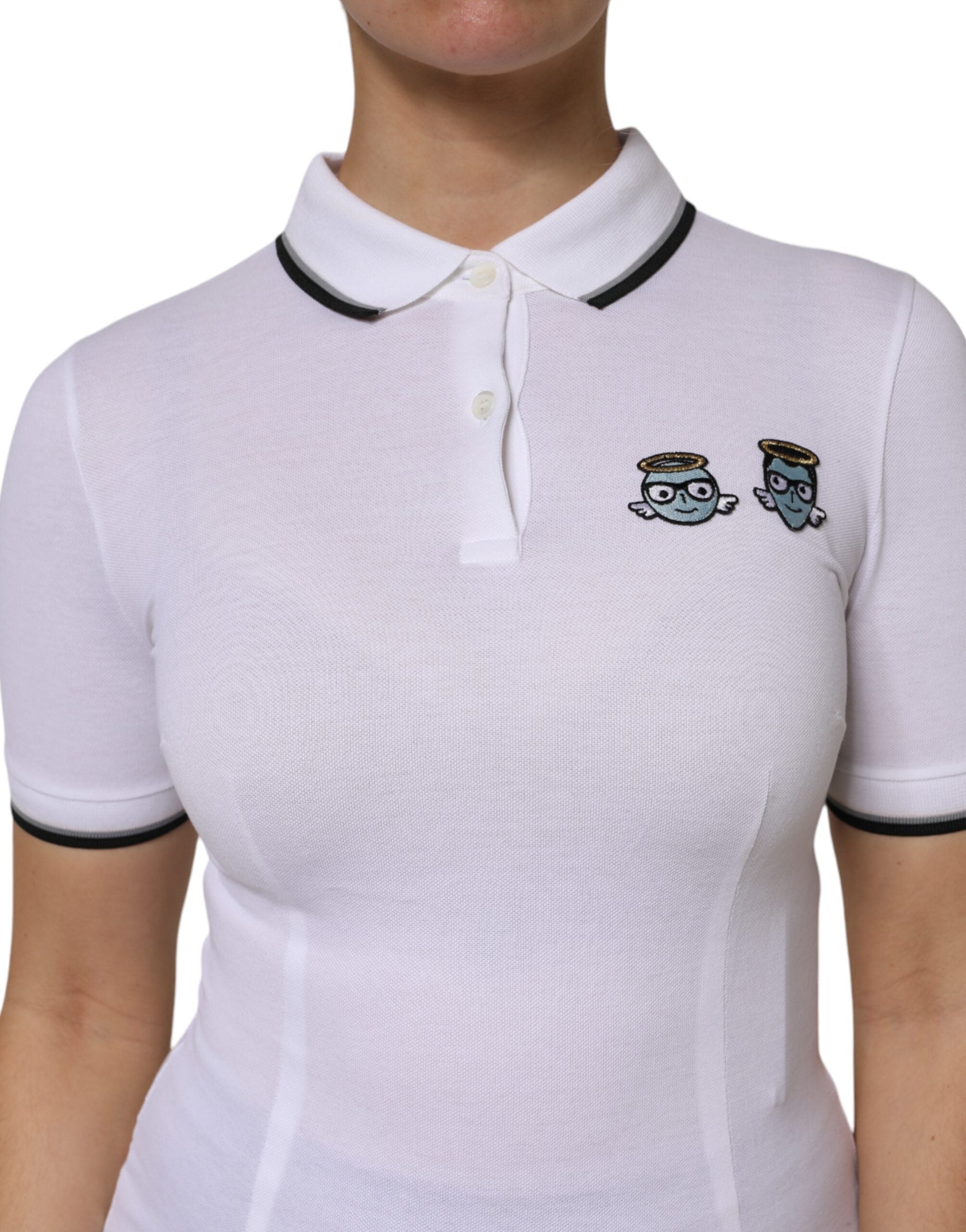 White Cotton Short Sleeves Collared Polo Top - ventzia