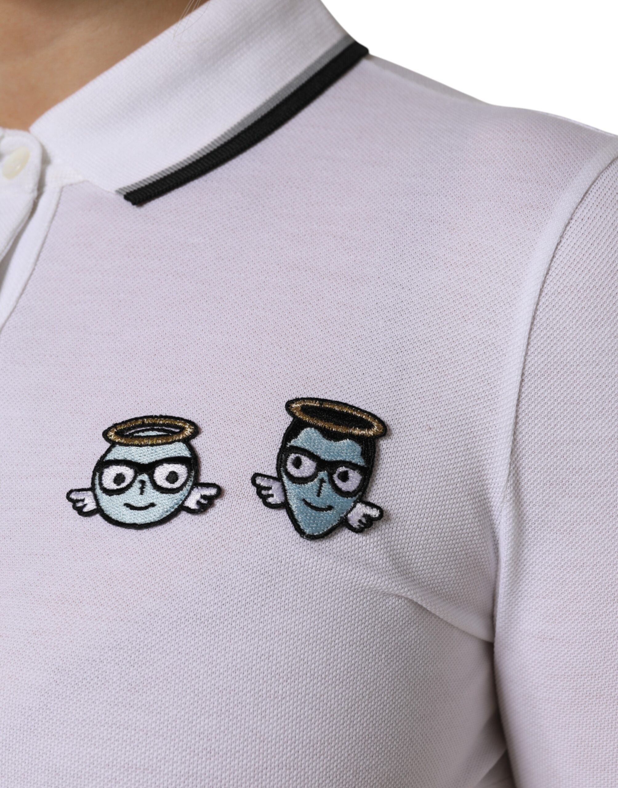 White Cotton Short Sleeves Collared Polo Top - ventzia