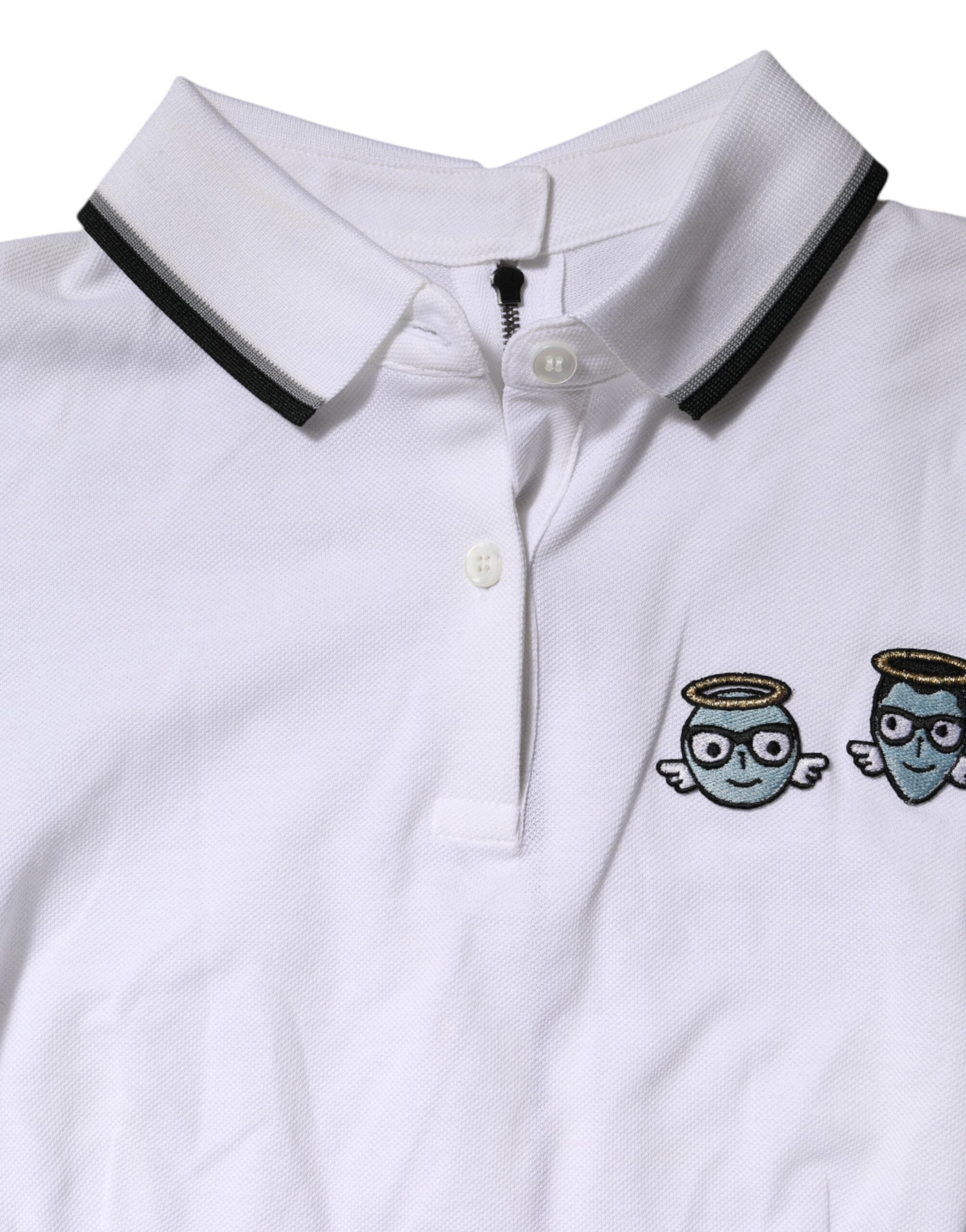 White Cotton Short Sleeves Collared Polo Top - ventzia
