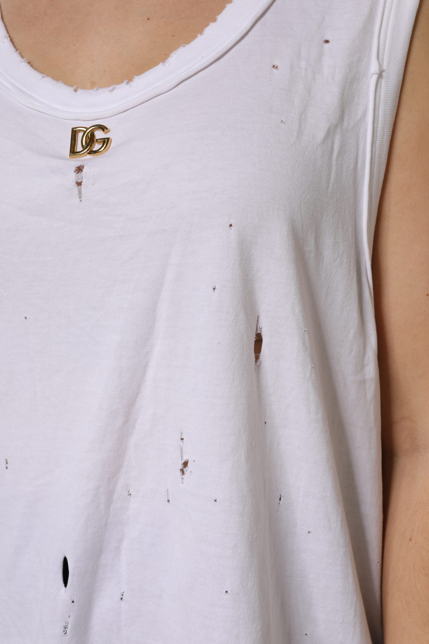 White Cotton Sleeveless Round Neck Tank Top - ventzia