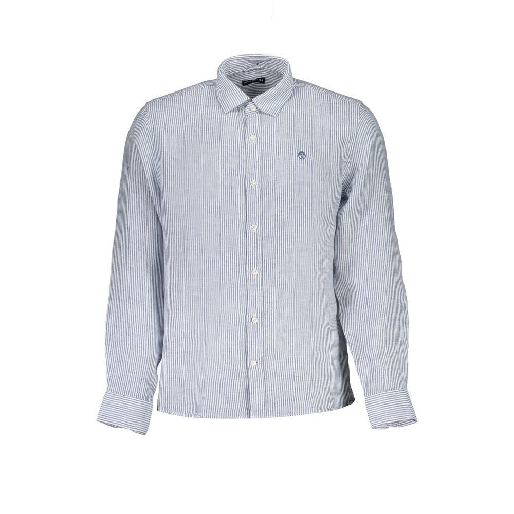 Blue Linen Men Shirt - ventzia