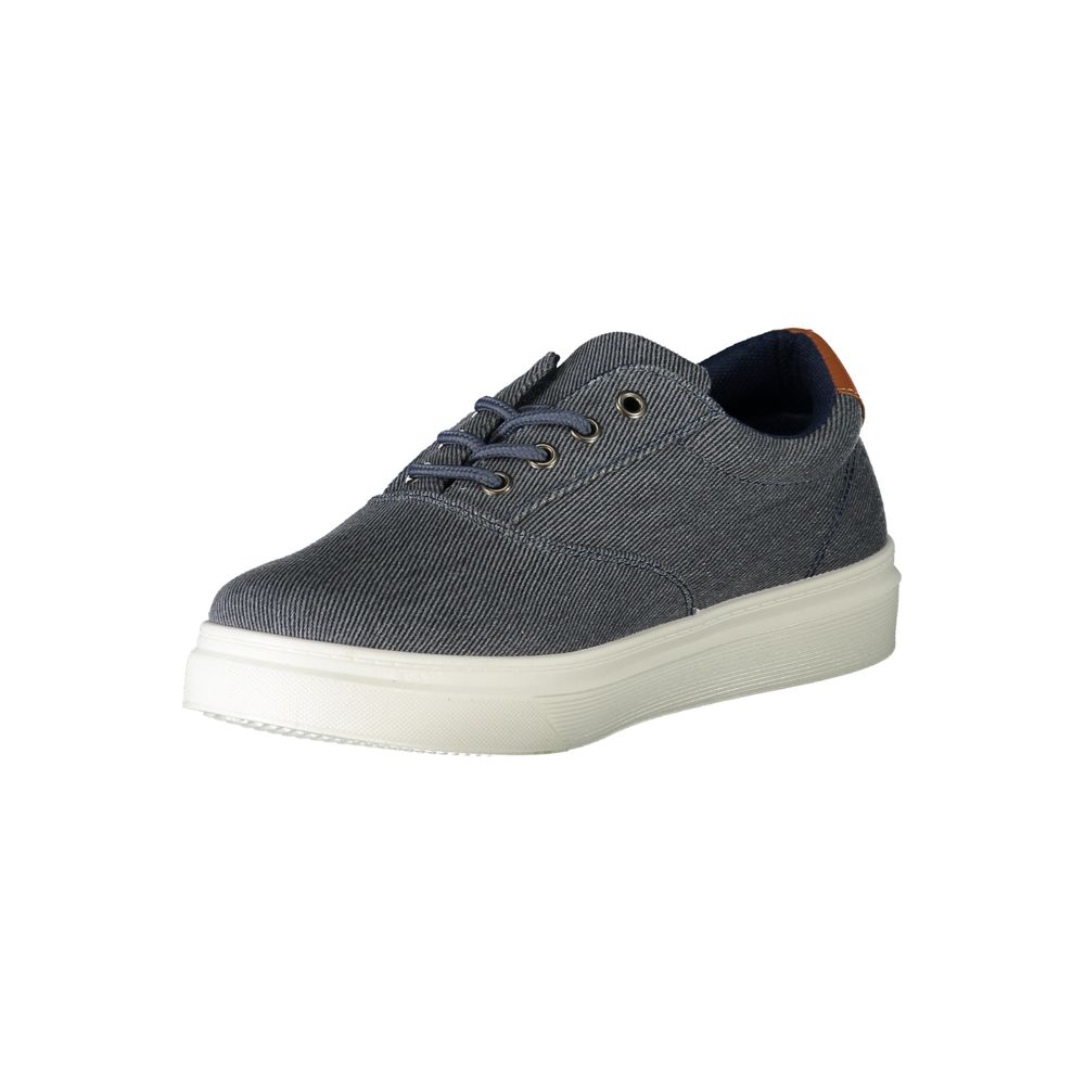 Blue Polyurethane Men Sneaker