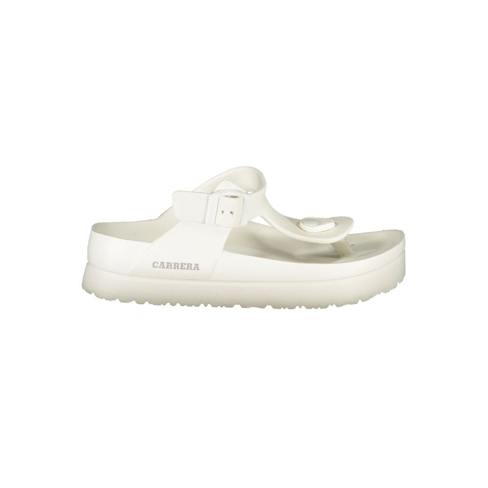 Bianco Poliuretano Womens Flip Flop with Ankle Buckle - ventzia