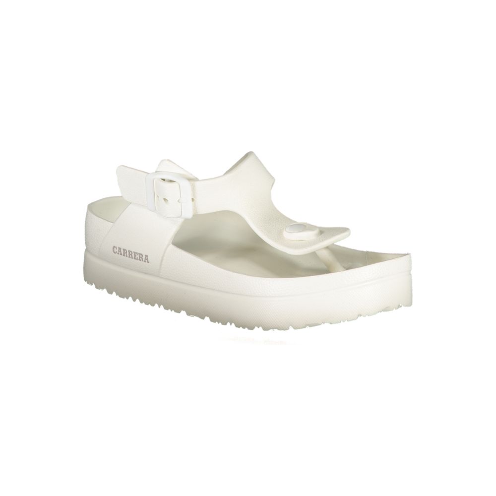 Bianco Poliuretano Womens Flip Flop with Ankle Buckle