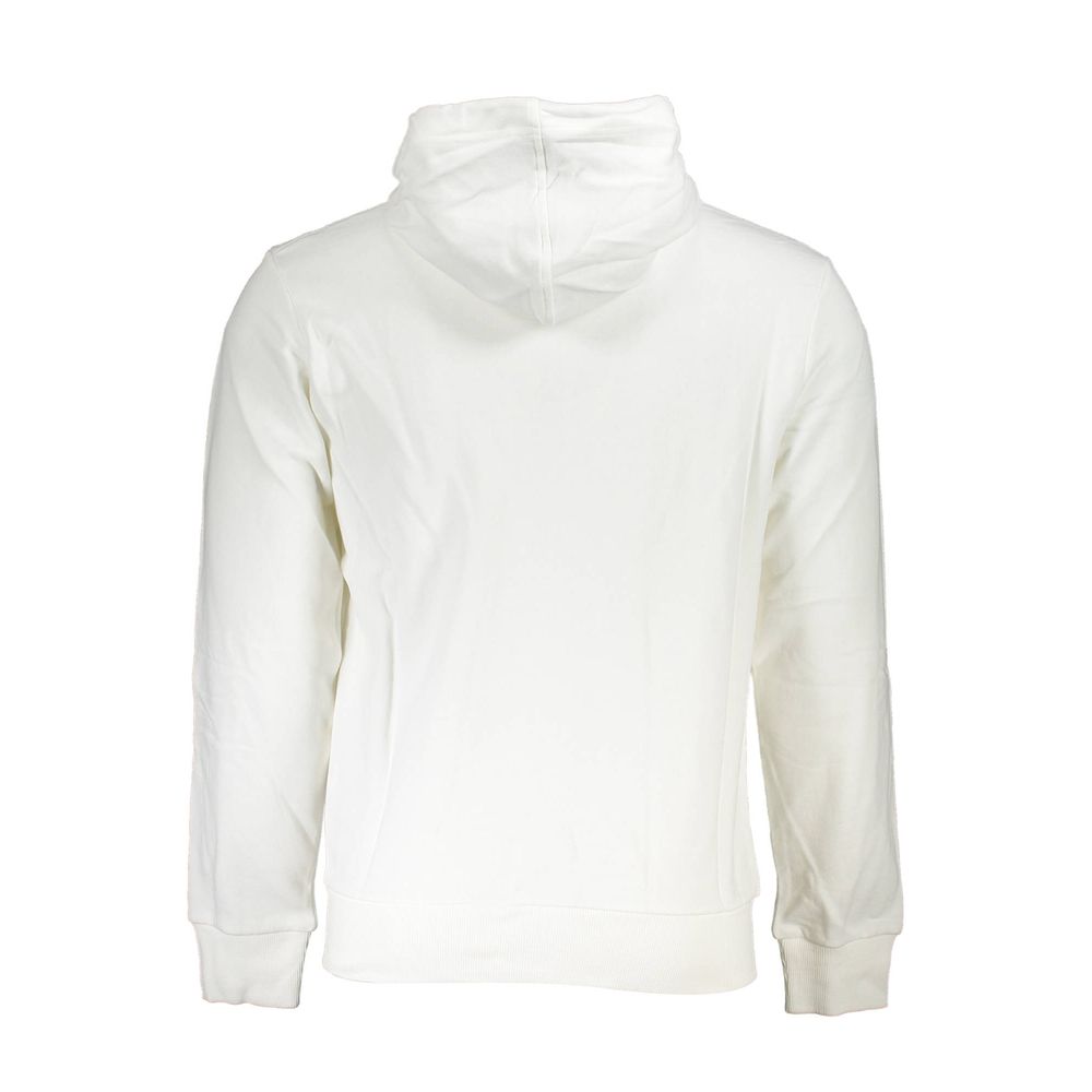 White Cotton Men Sweater with Hood and Zip Pockets - ventzia