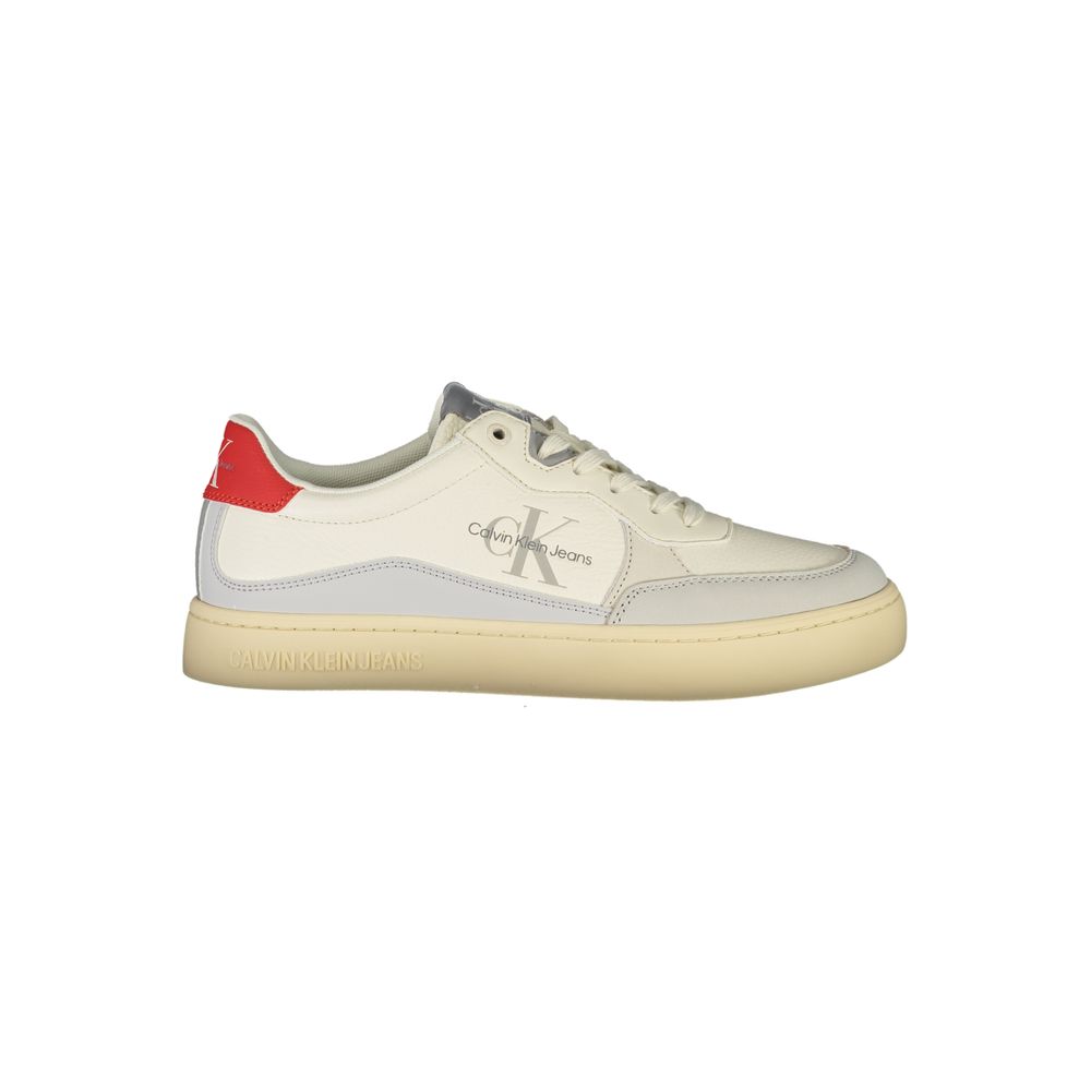 White Polyurethane Men Sneaker - ventzia