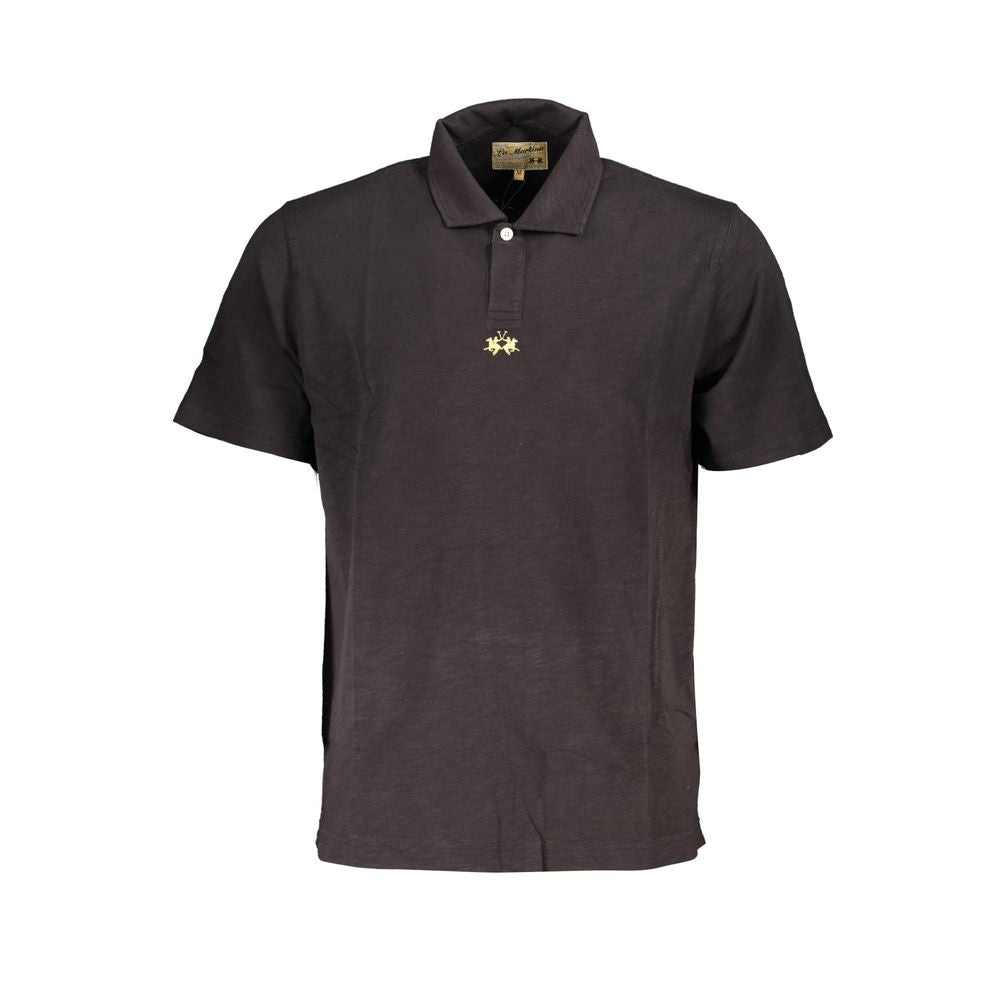 Black Cotton Men's Polo Shirt - ventzia