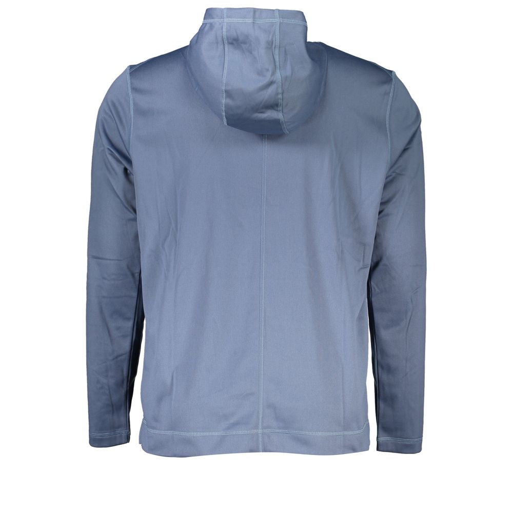 Blue Polyester Men's Hooded Sweater - ventzia