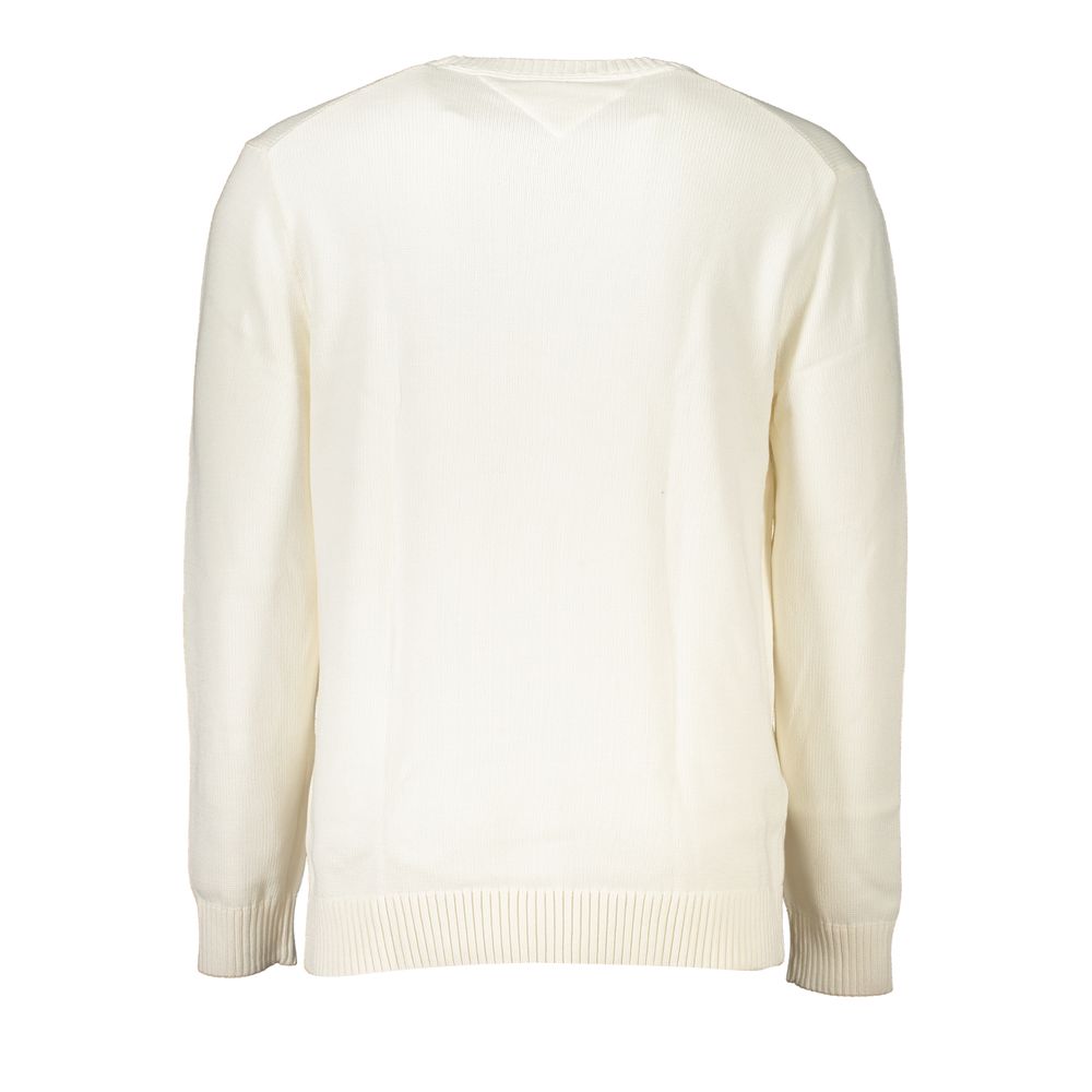 Chic White Crew Neck Cotton Sweater - ventzia