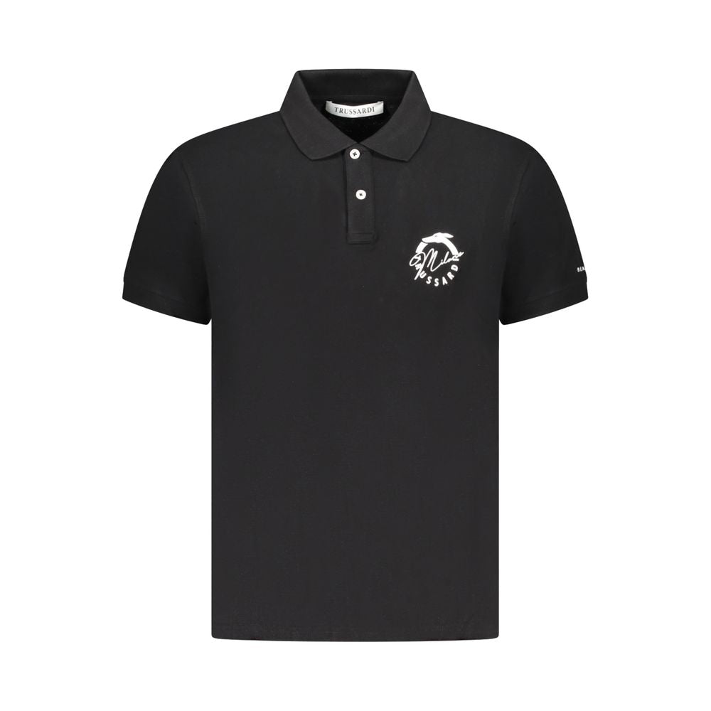 Black Cotton Men Polo