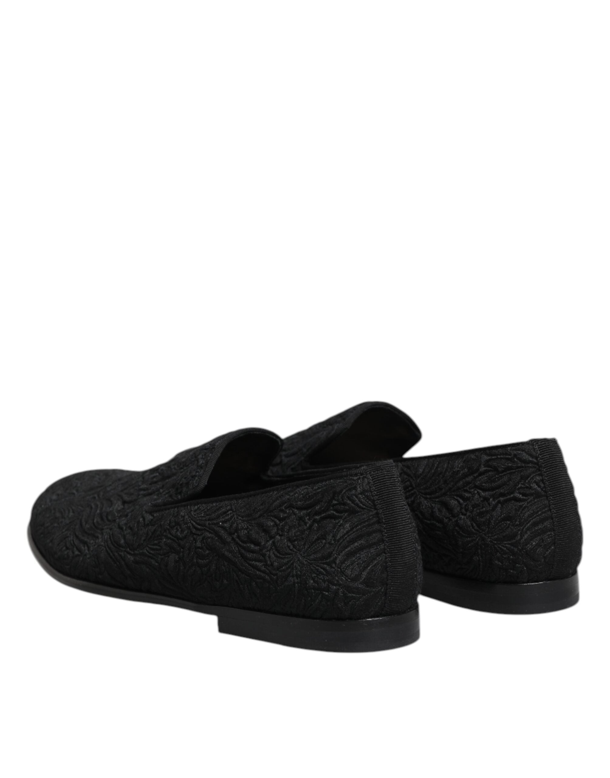 Black Jacquard Slip On Loafers Formal Shoes - ventzia