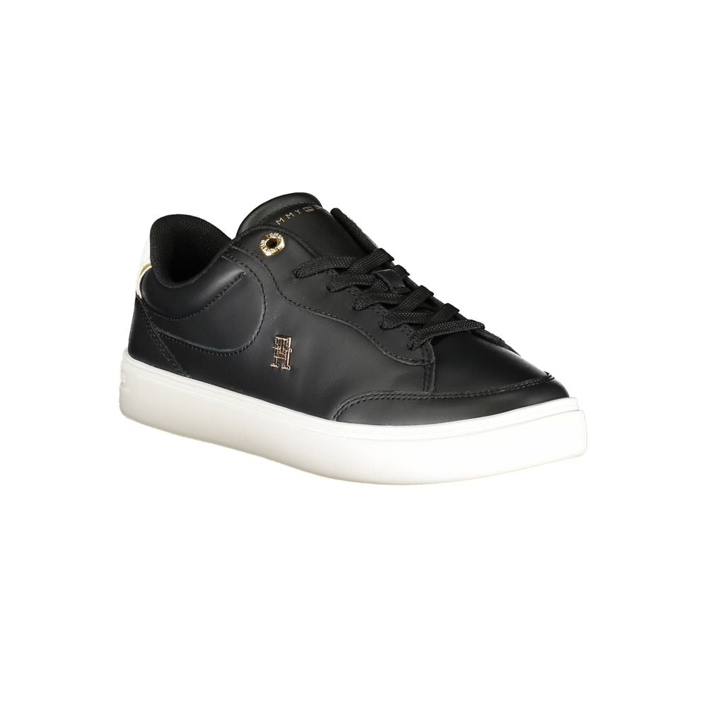 Black Polyurethane Women Sneaker - ventzia
