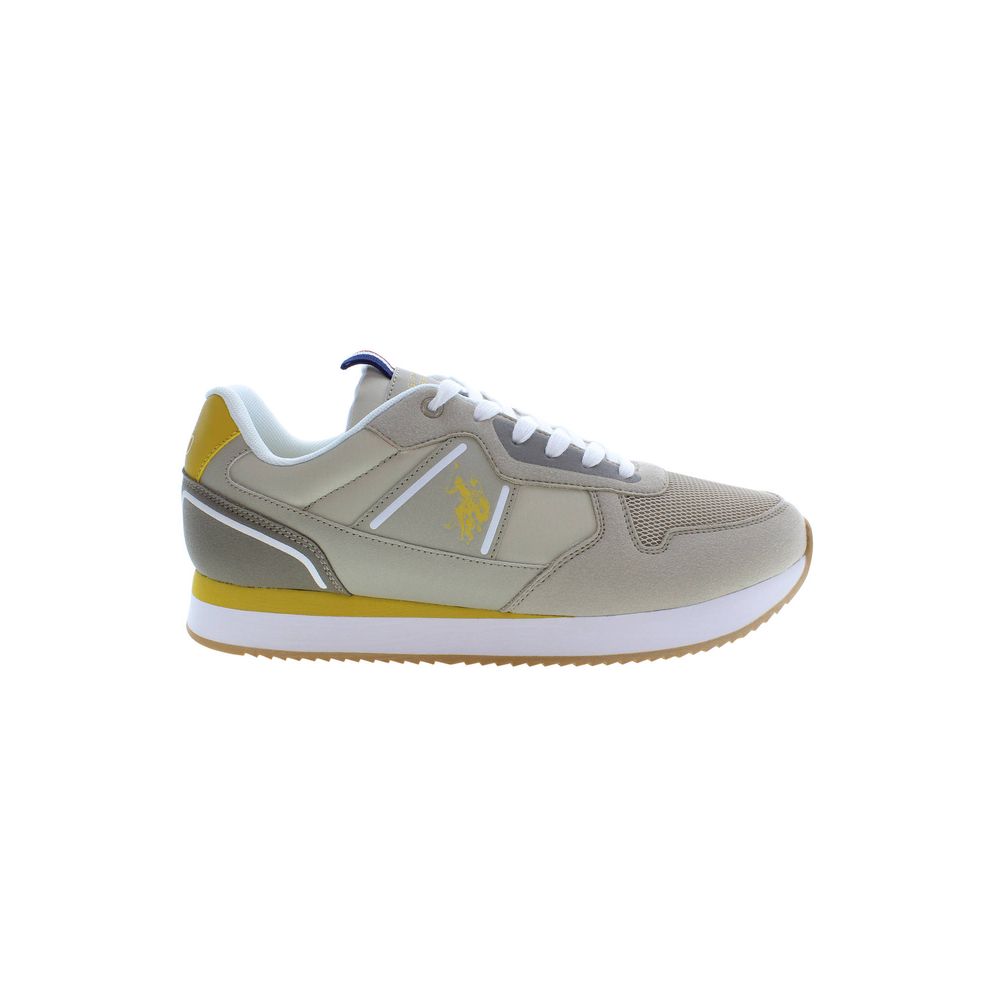 Beige Polyurethane Men Sneaker - ventzia