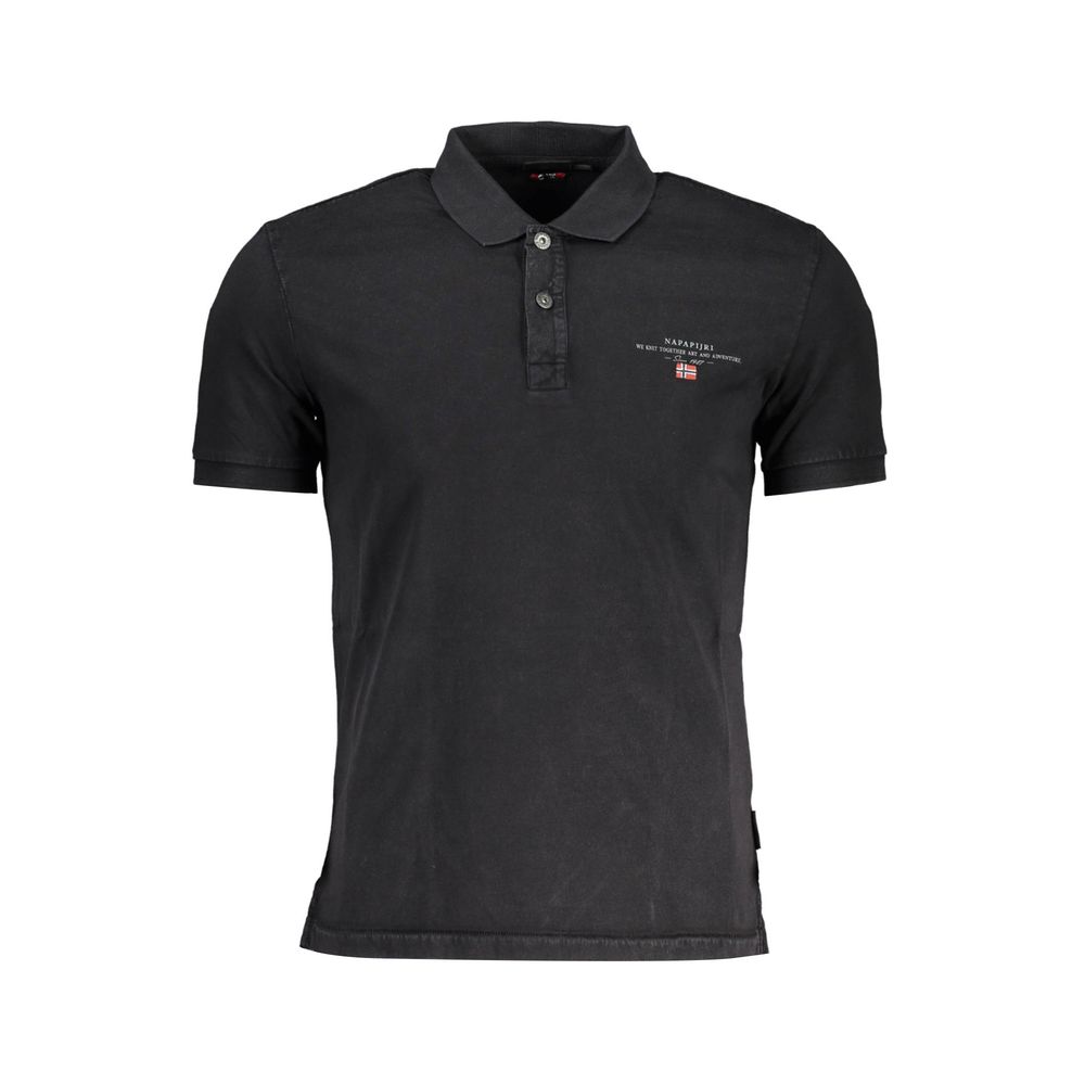 Black Cotton Men Polo Shirt - ventzia